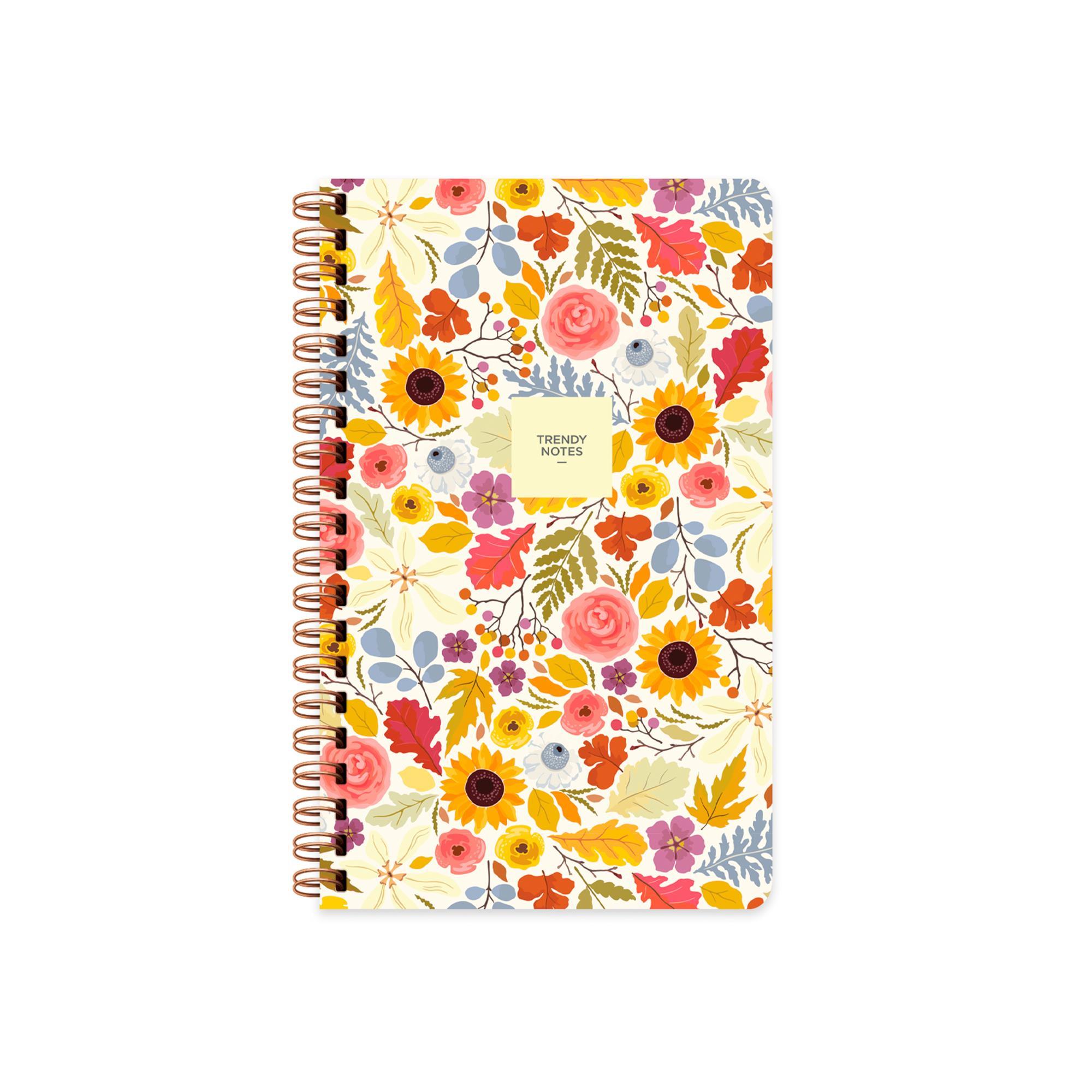 Sert Kapak Düz Spiralli Çiçek Defter Ayçiçeği 13x21