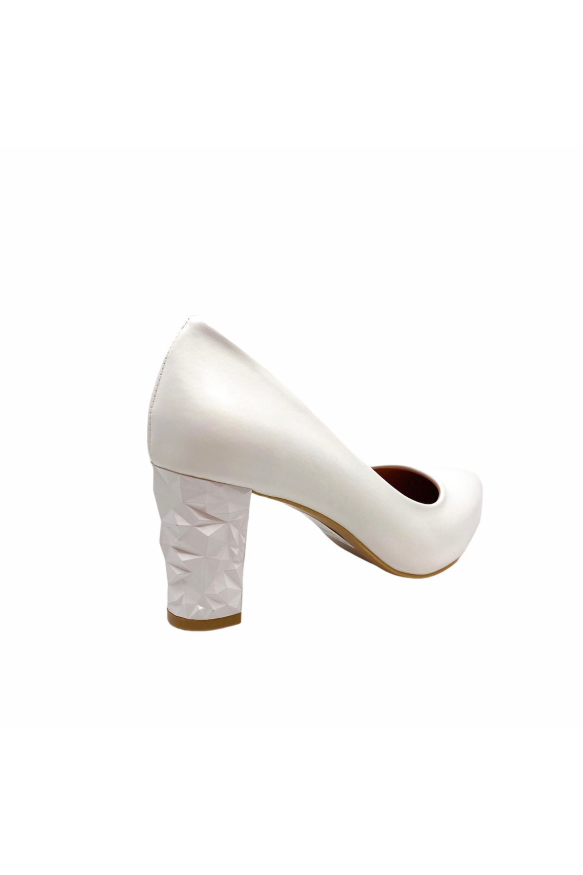 7 Cm Kristal Topuk Ayakkabi Stiletto Beyaz
