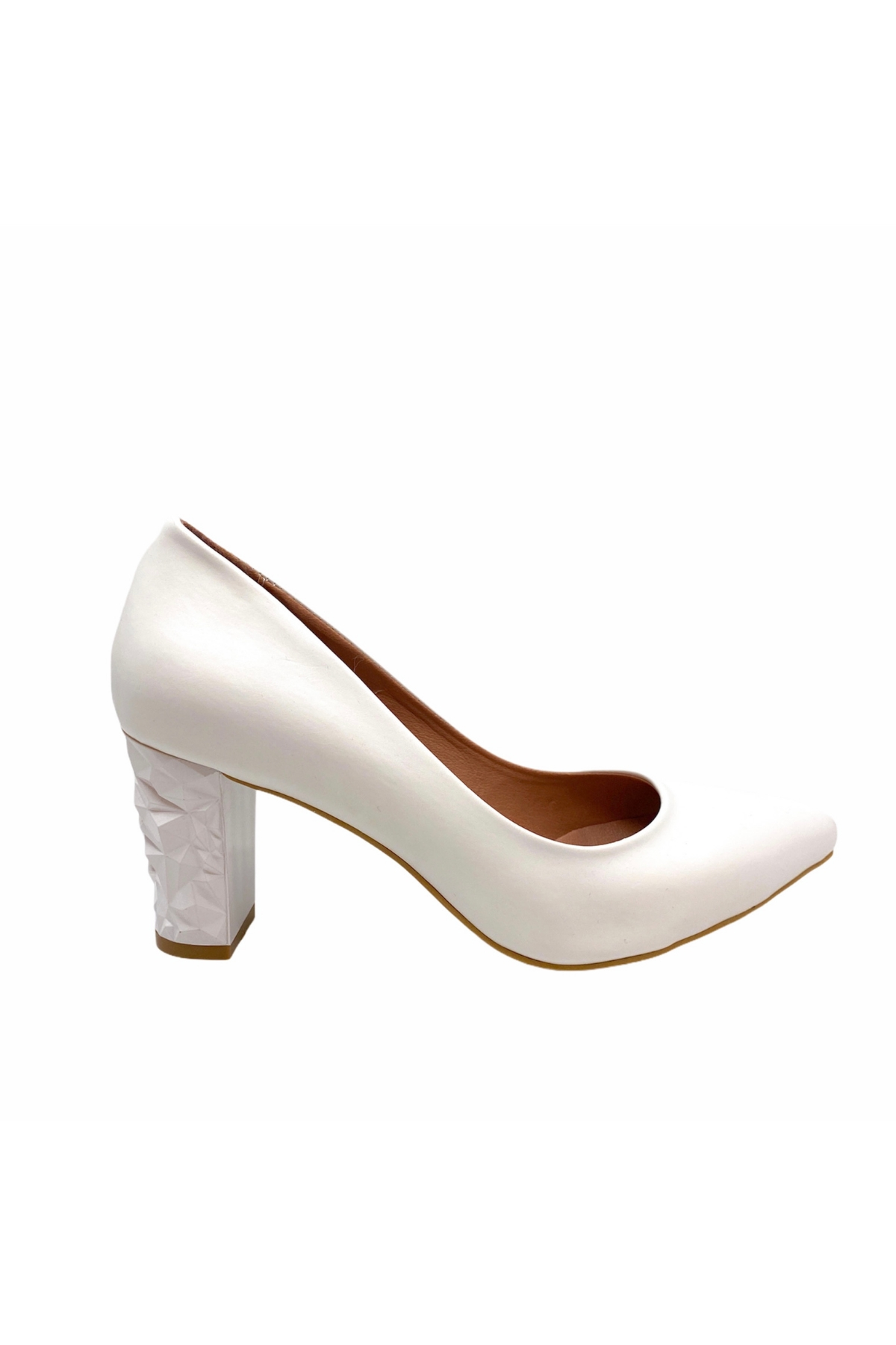 7 Cm Kristal Topuk Ayakkabi Stiletto Beyaz