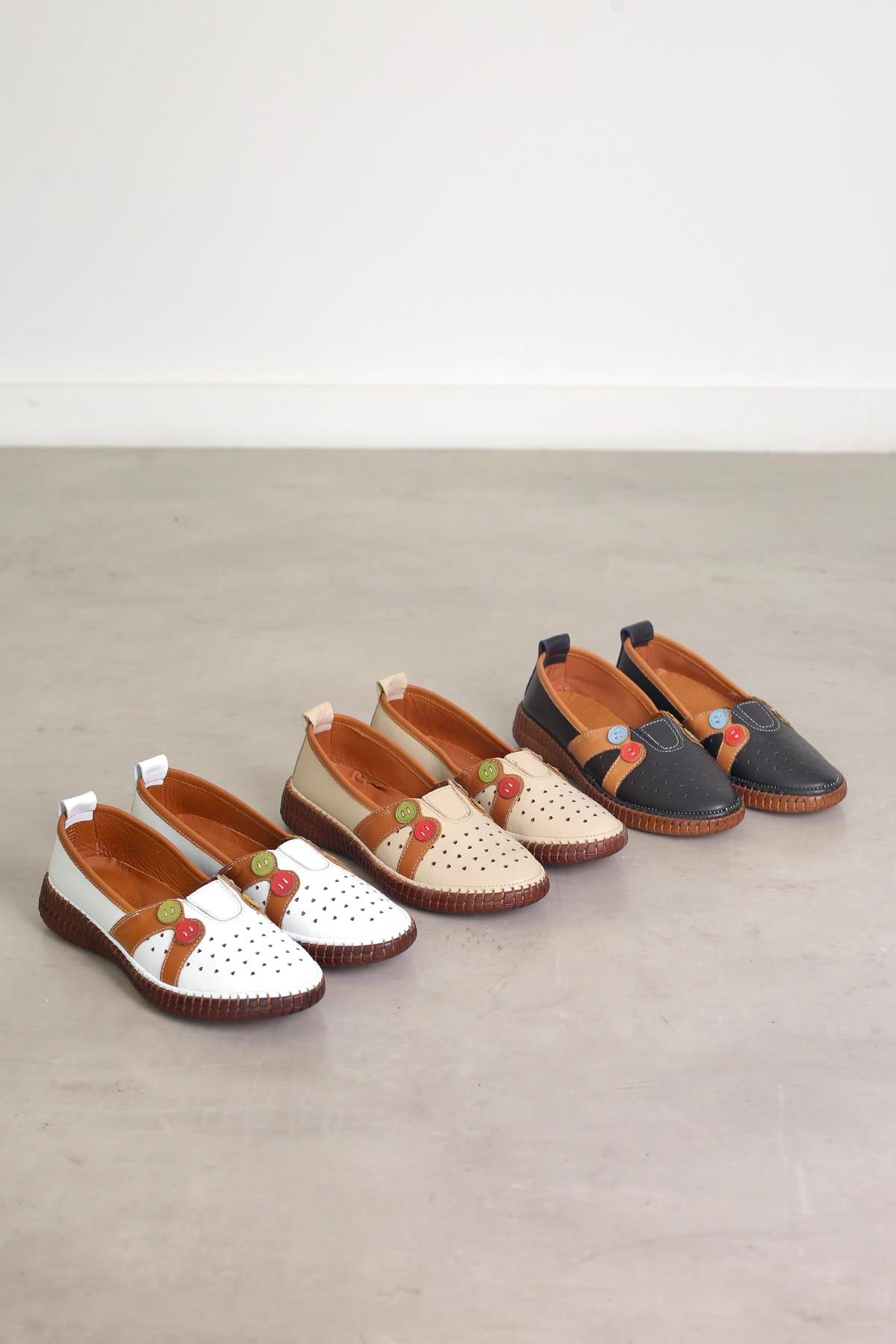 AD6033  model toka detaylı orjinal deri babet BEYAZ