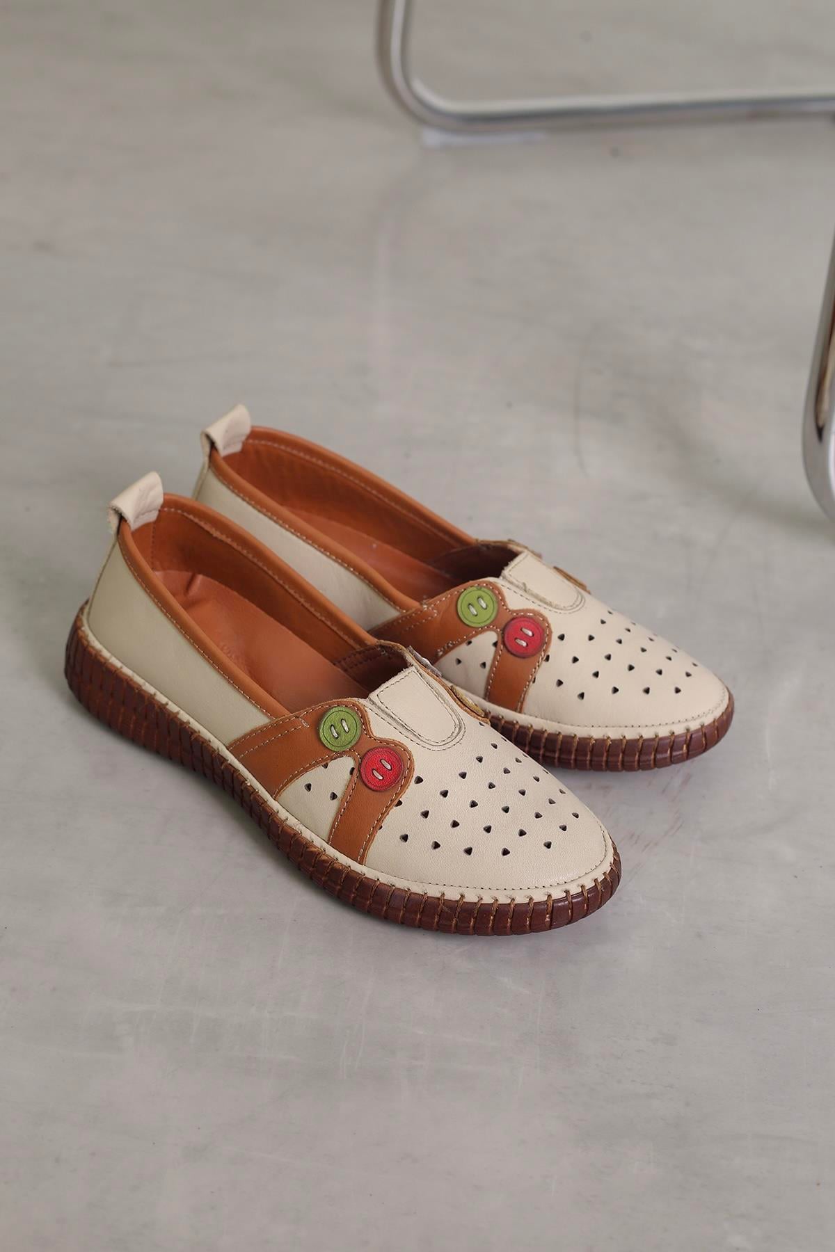 AD6033  model toka detaylı orjinal deri babet BEJ