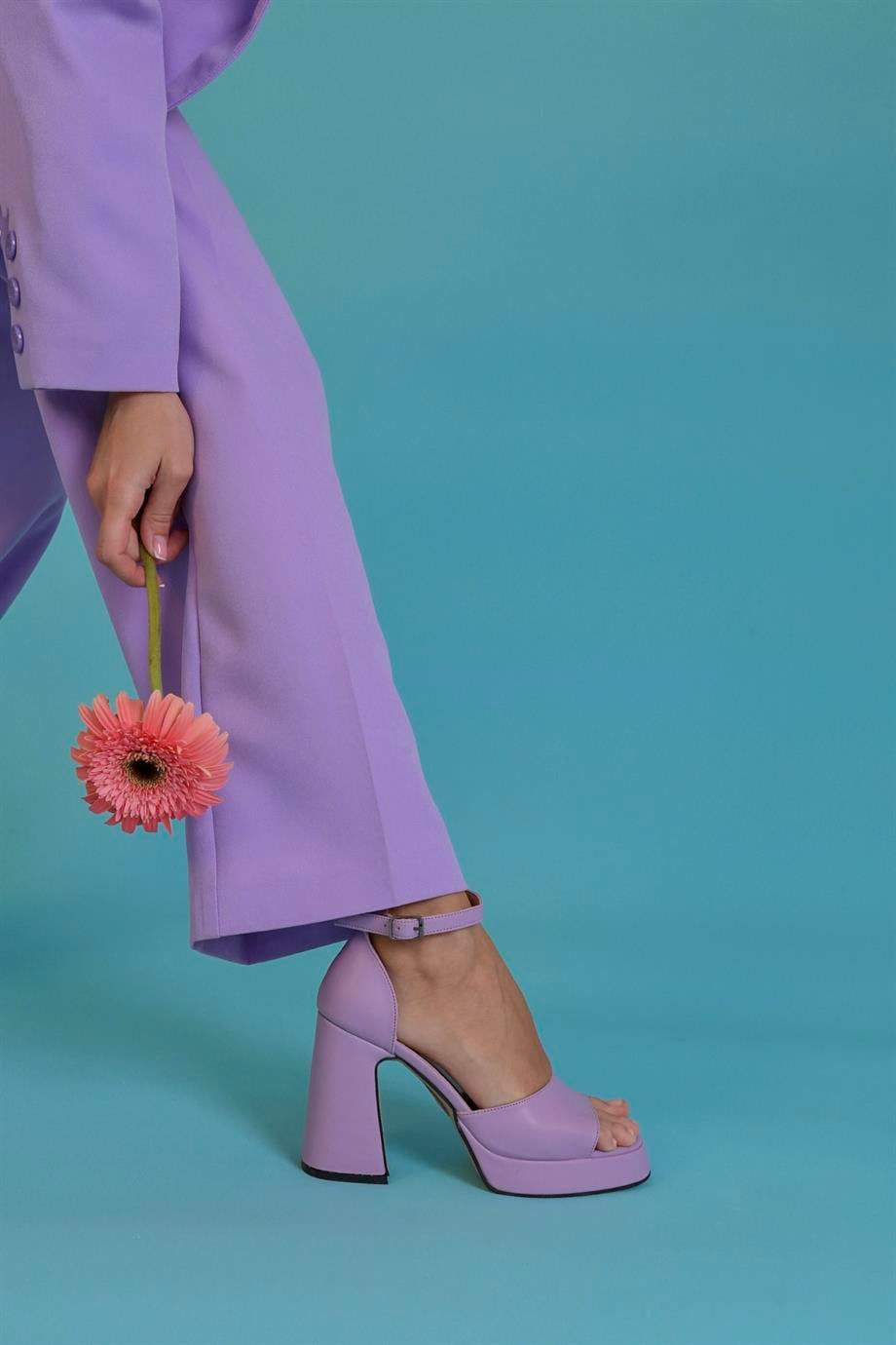 ALARA MODEL 10 CM PLATFORM YENİ SEZON TOPUKLU AYAKKABI LİLA