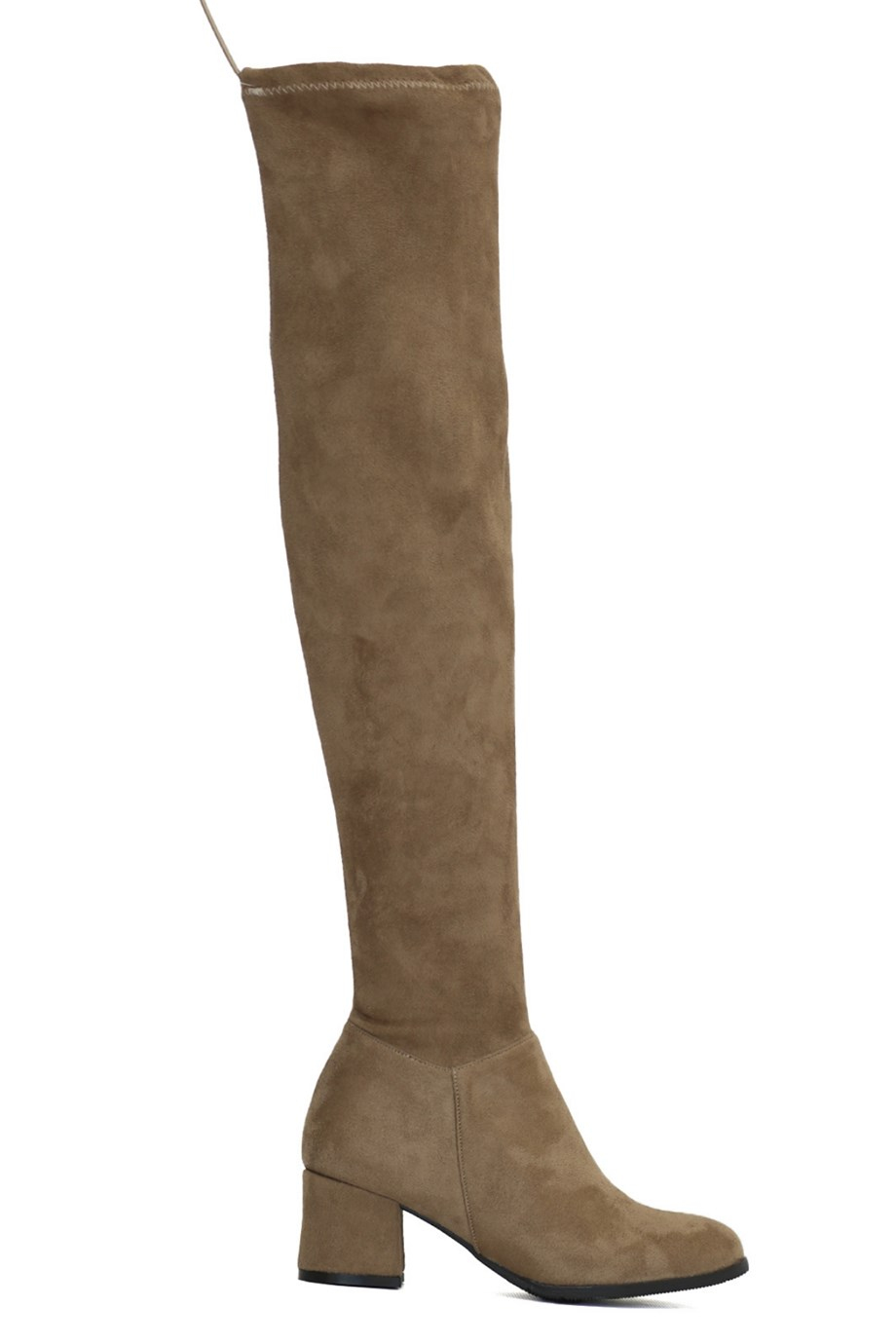 Alessi Zara Model 4 Cm Topuklu Uzun Streç Si̇hi̇rli̇ Çi̇zme Vizon Suet