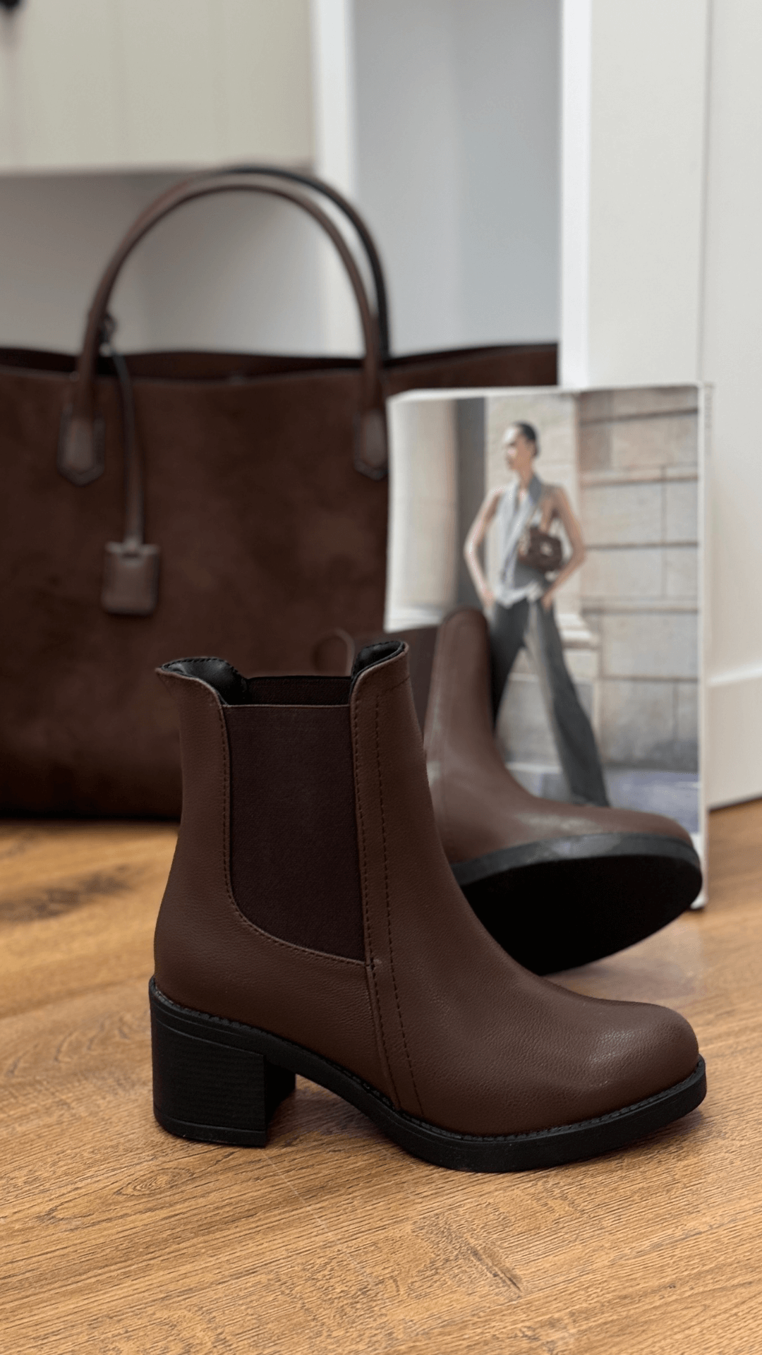 ALİN MODEL 5 CM TOPUKLU LASTİKLİ TOPUKLU BOT KISA KAHVE