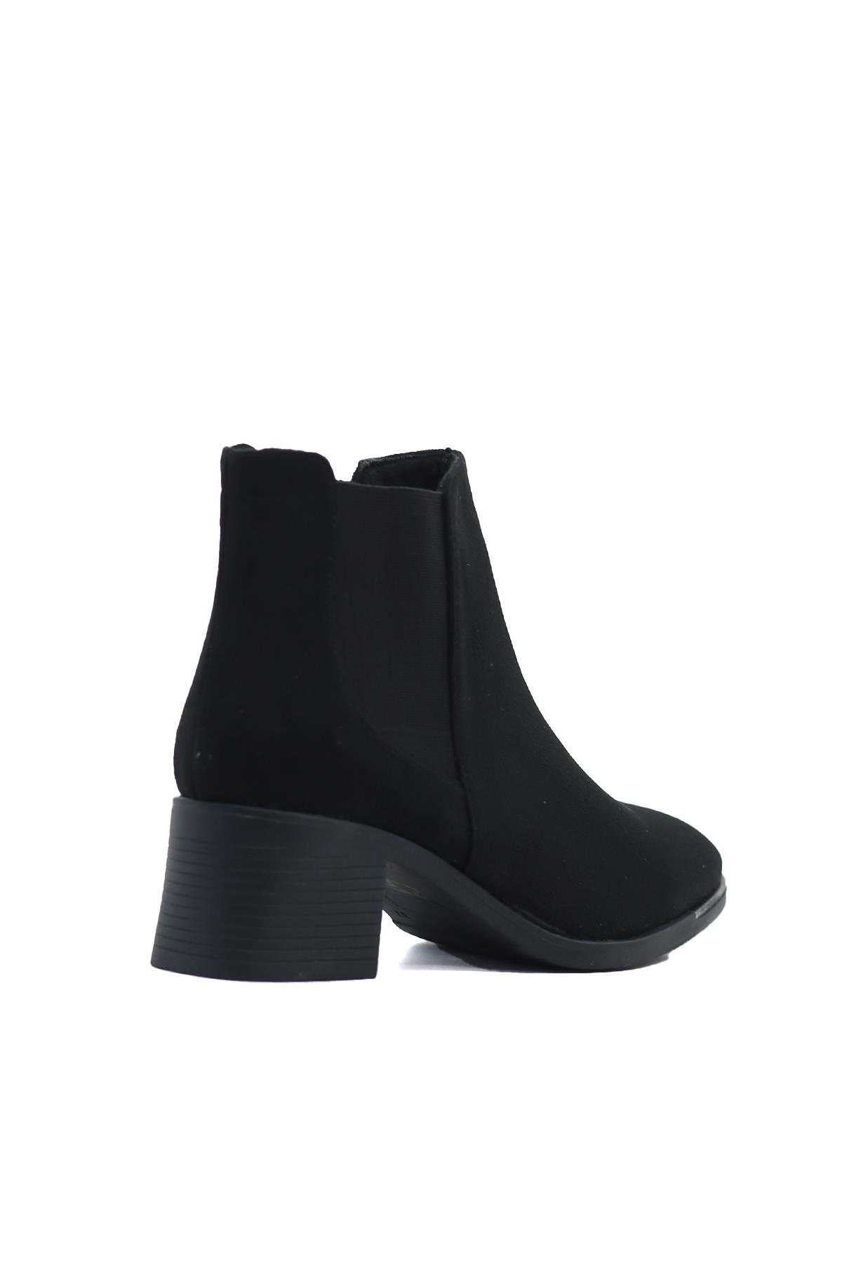 Alvi̇n 5 Cm Topuklu Zara Model Kisa Bot Siy.suet