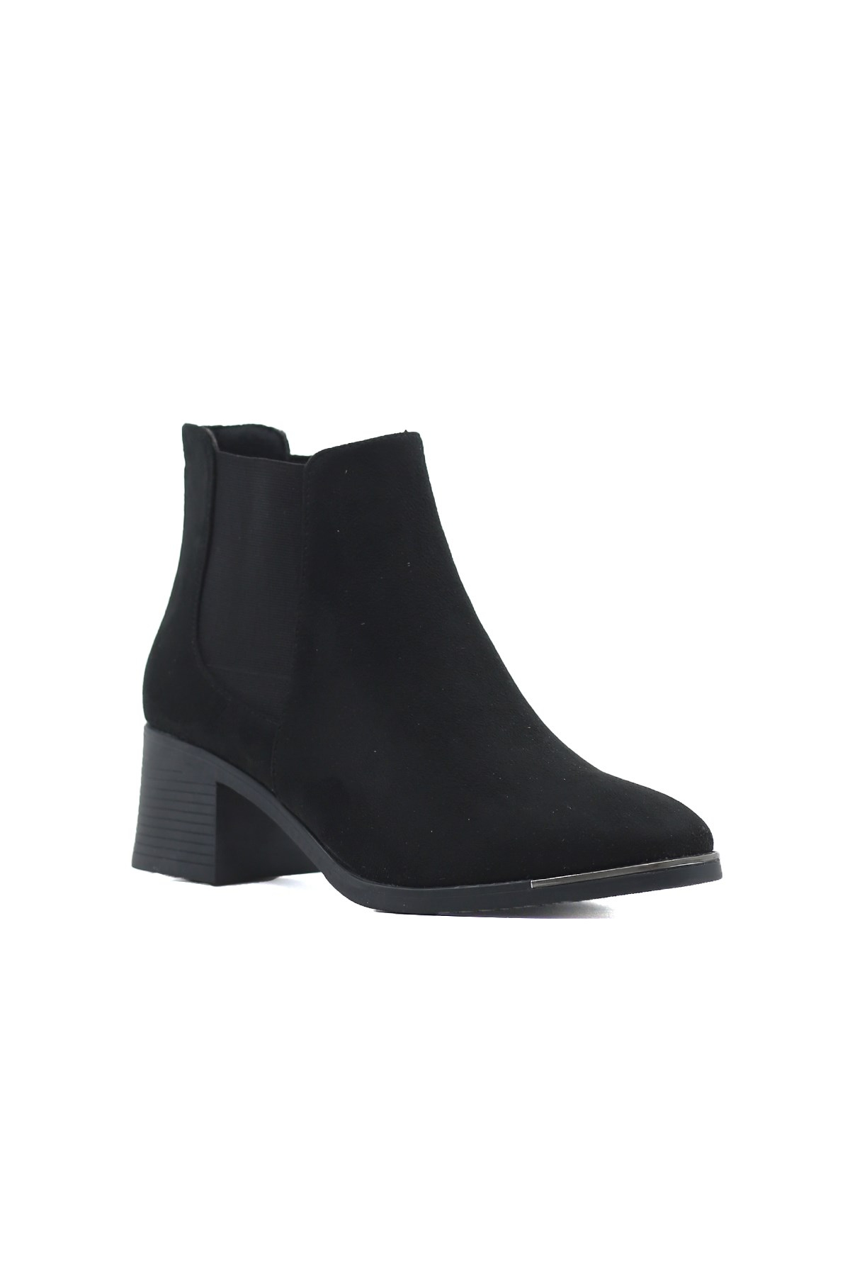 Alvi̇n 5 Cm Topuklu Zara Model Kisa Bot Siy.suet