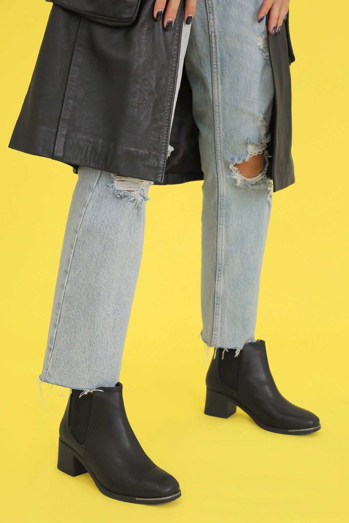 ALVİN  5 Cm Topuklu Zara Model Kisa Bot Siyah