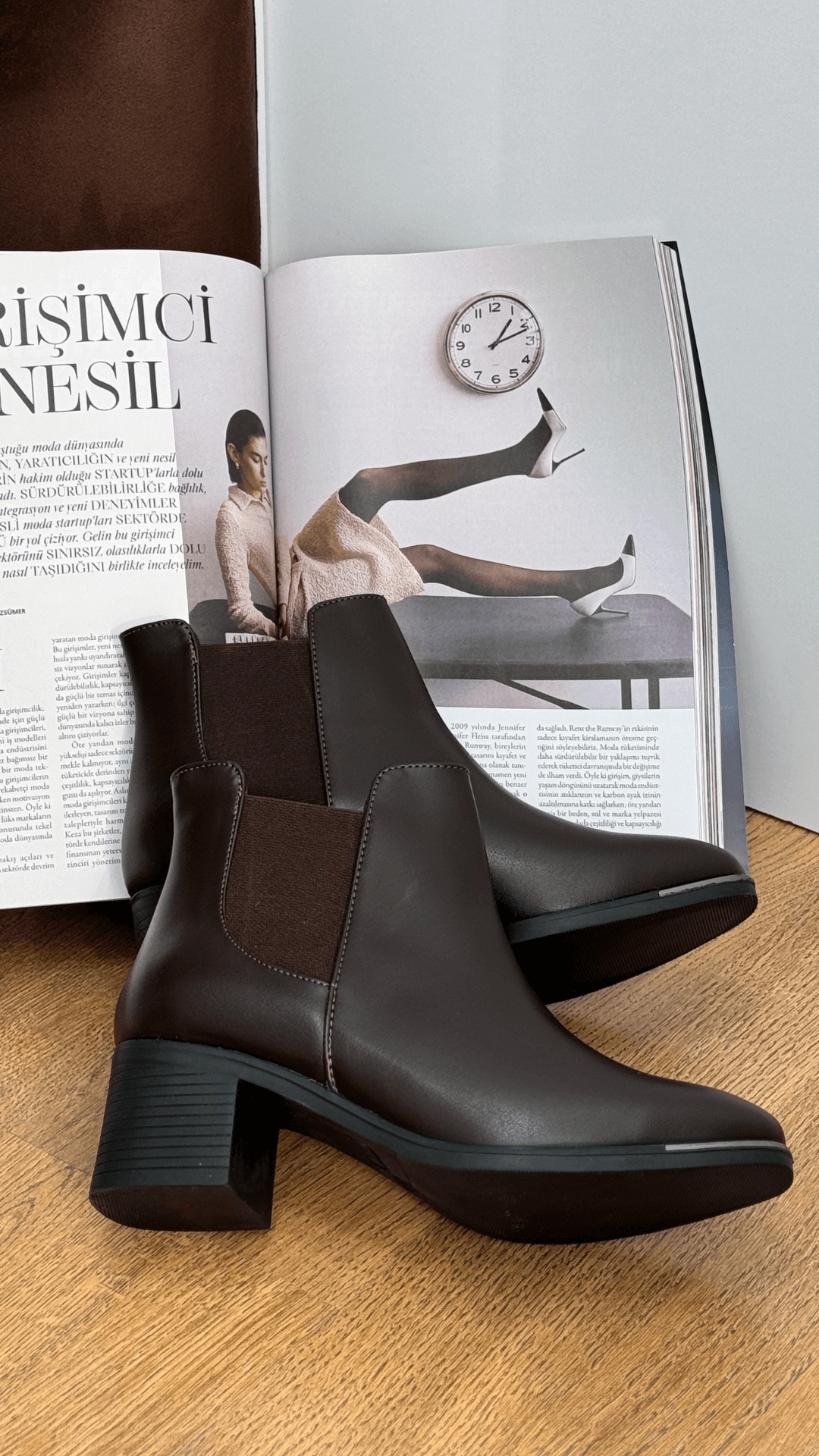 ALVİN 5 CM TOPUKLU ZARA MODEL KISA BOT KAHVE