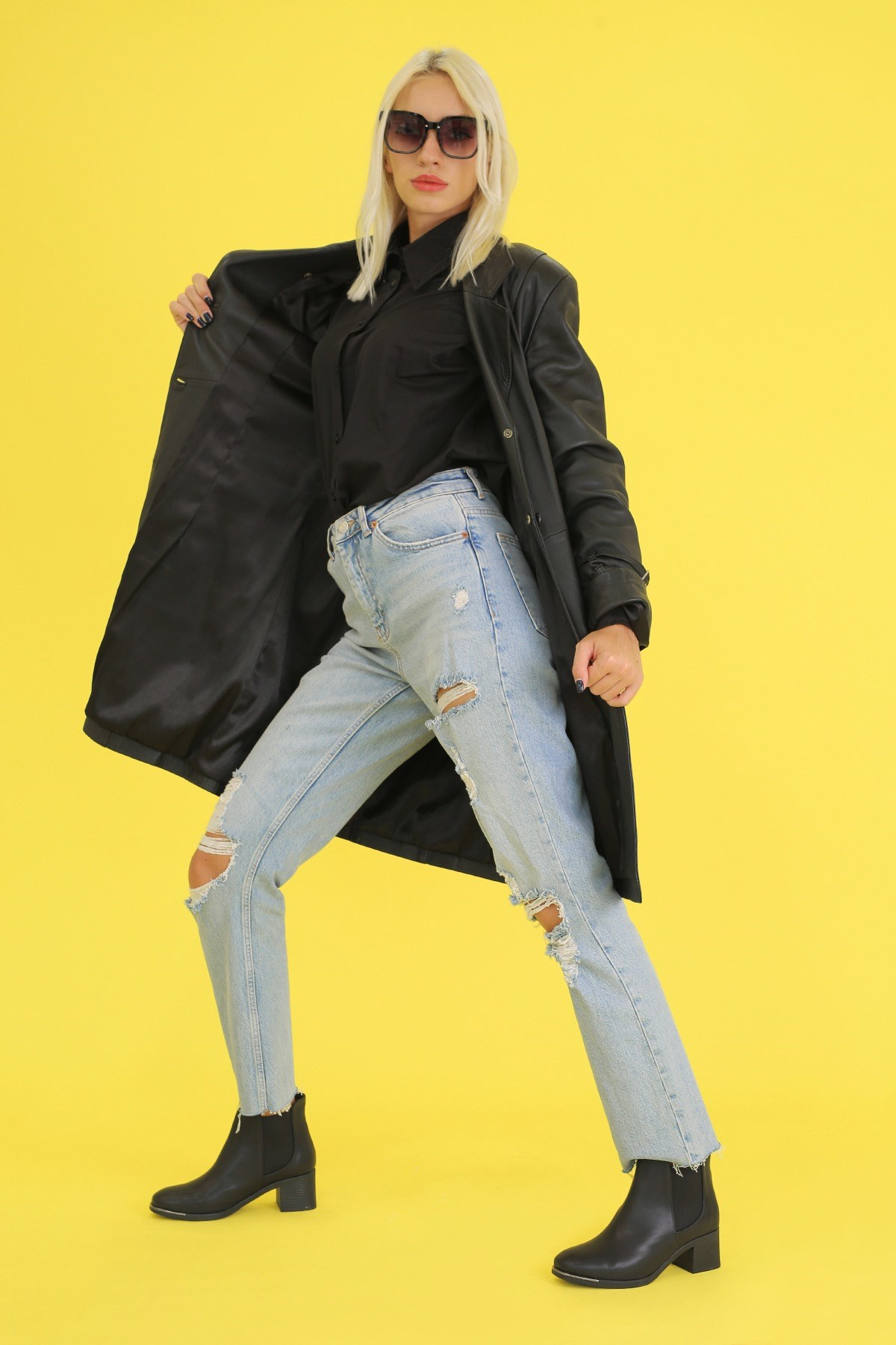 ALVİN  5 Cm Topuklu Zara Model Kisa Bot Siyah