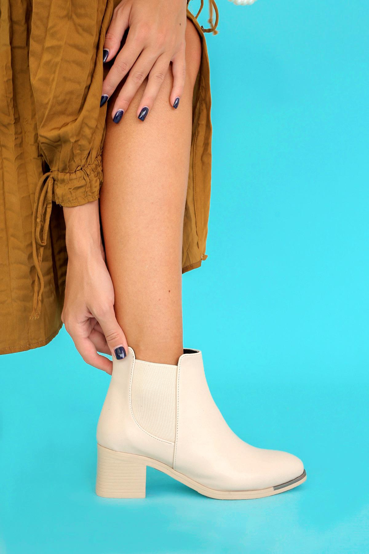 ALVİN 5 CM TOPUKLU ZARA MODEL KISA BOT TEN