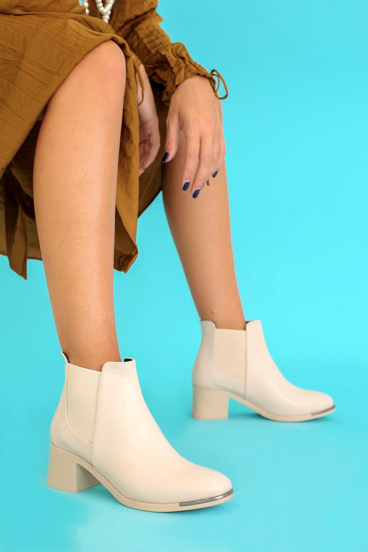 ALVİN 5 CM TOPUKLU ZARA MODEL KISA BOT TEN