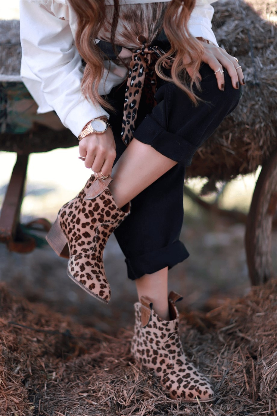 ALYA MODEL 5 Cm Topuklu Kisa Western Bot Leopar