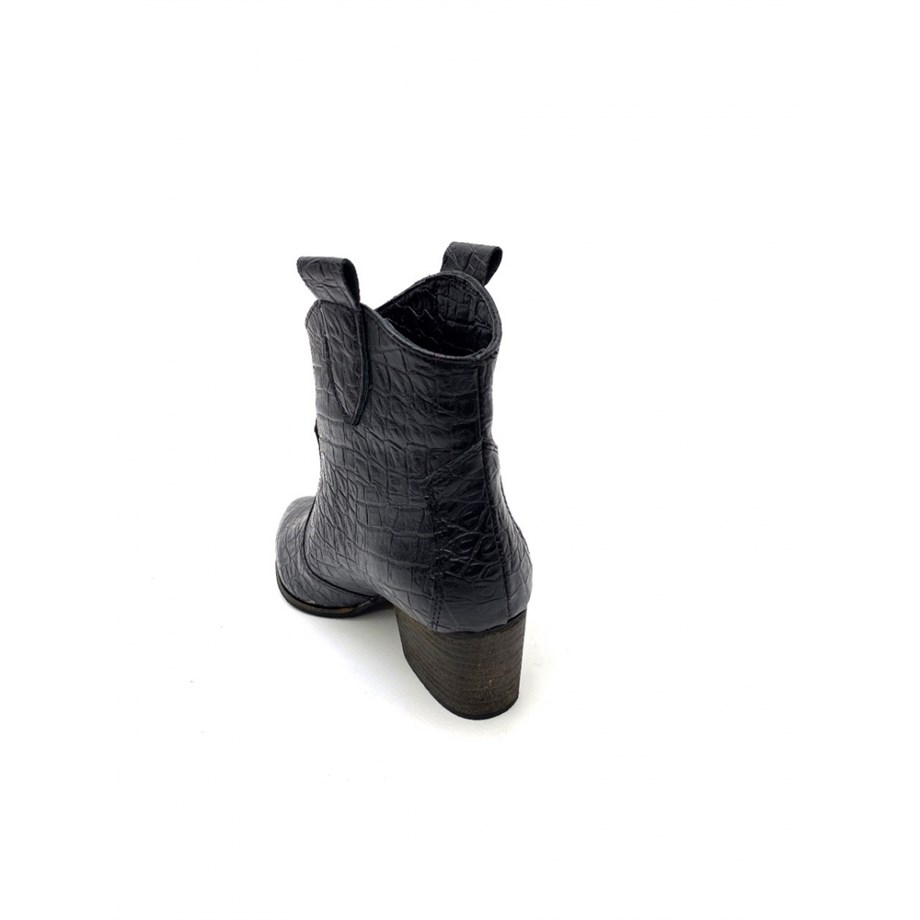 ALYA MODEL 5 Cm Topuklu Kisa Western Bot Siy.yilan
