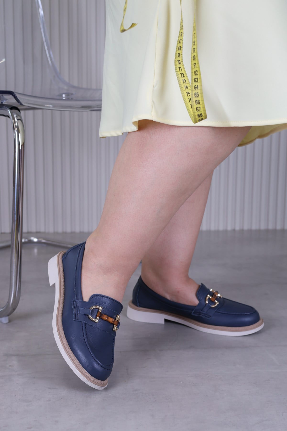 arna model 3 cm tabanlı yeni sezon babet loafer LACIVERT