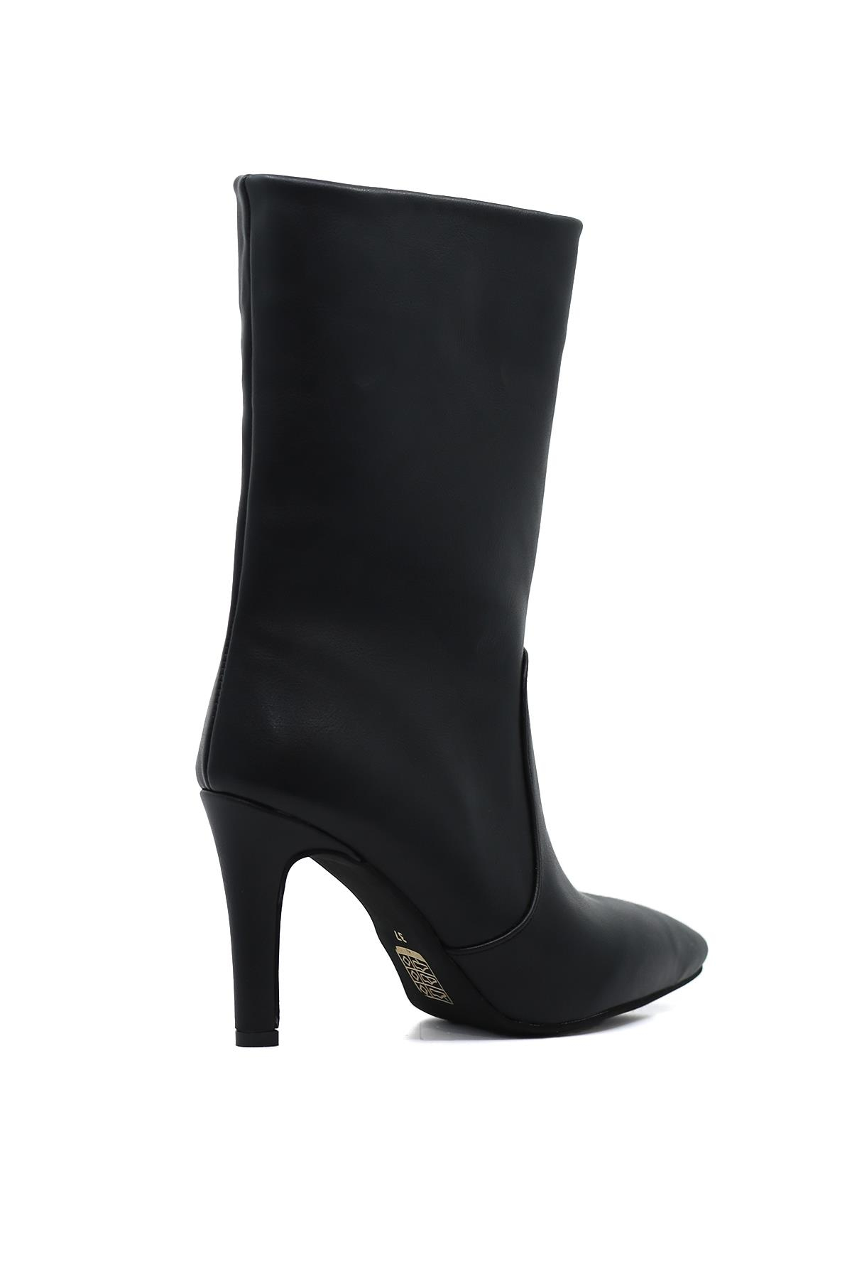 Azelya 7 Cm Topuklu Zara Model Uzun Bot Siyah