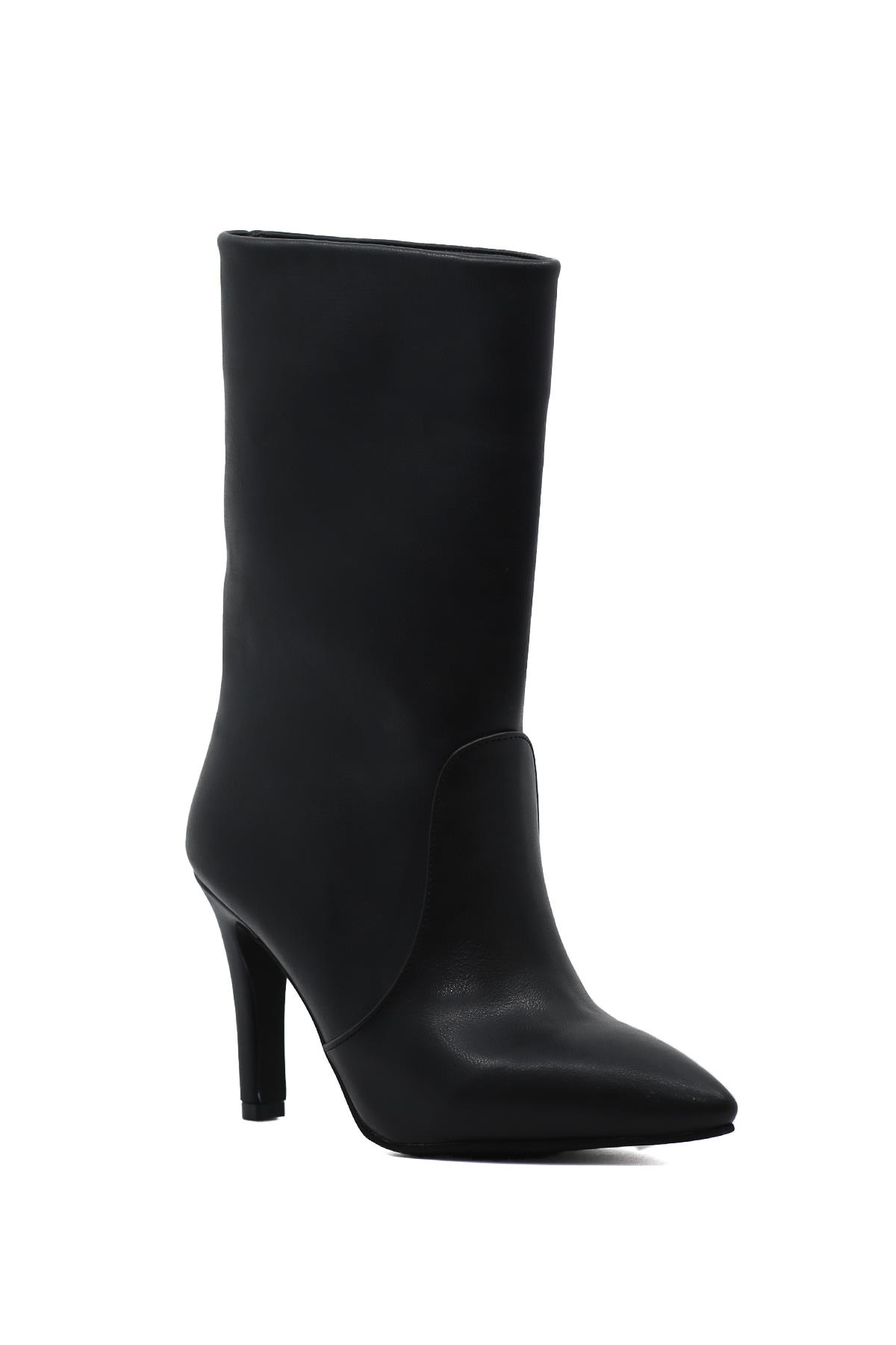 Azelya 7 Cm Topuklu Zara Model Uzun Bot Siyah
