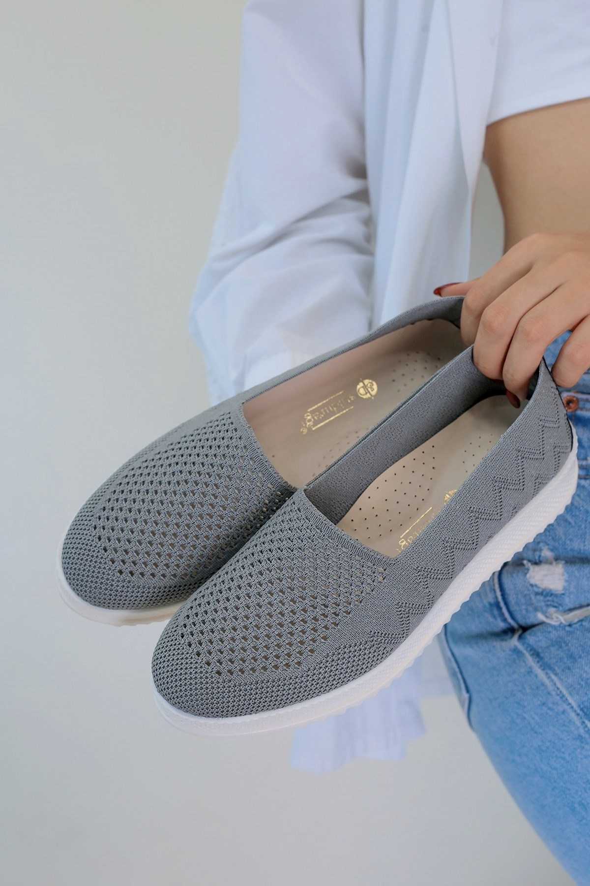 Bellea Model Özel Pedli Triko Babet Spor Ayakakbi Gri