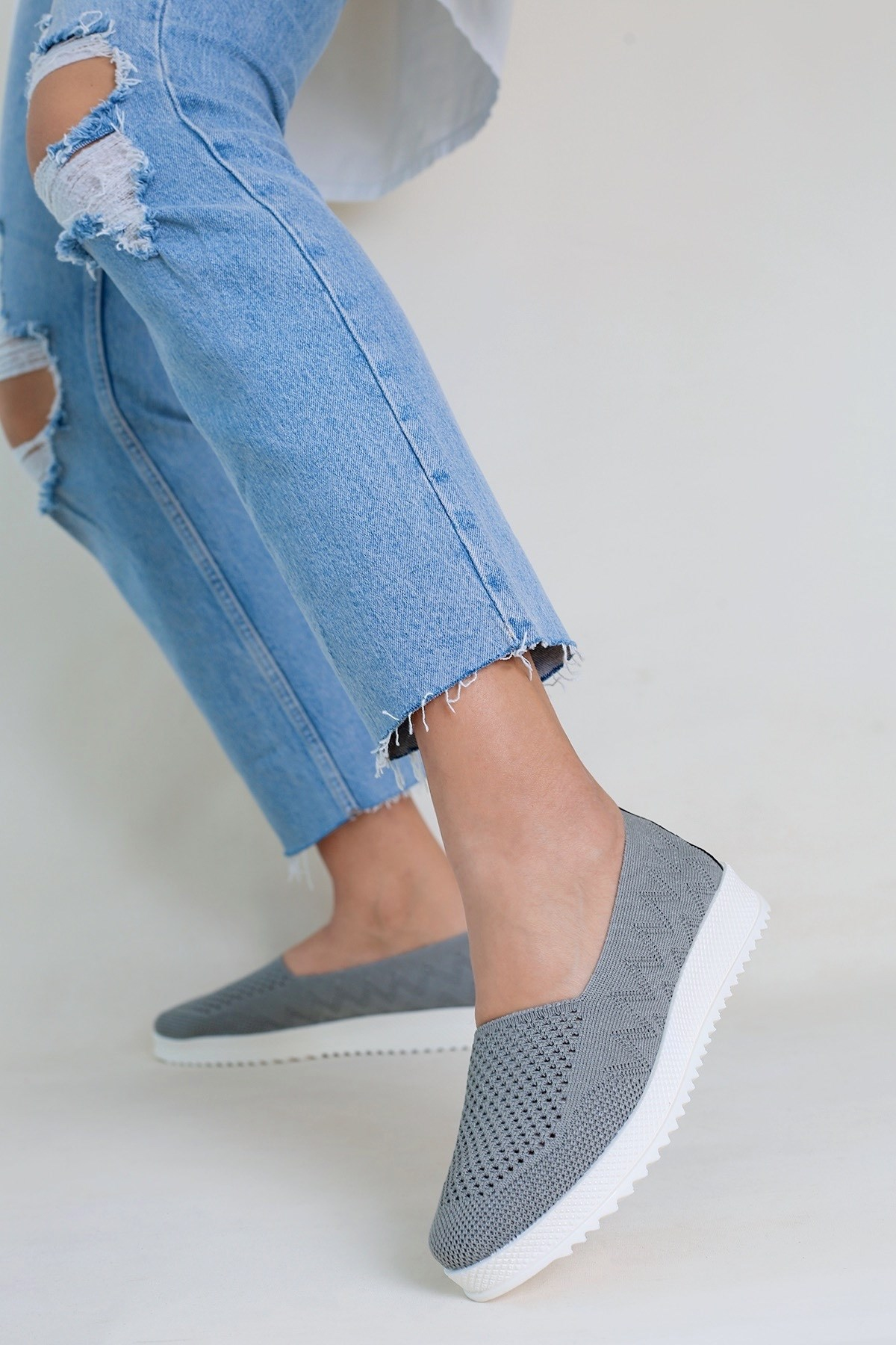 Bellea Model Özel Pedli Triko Babet Spor Ayakakbi Gri