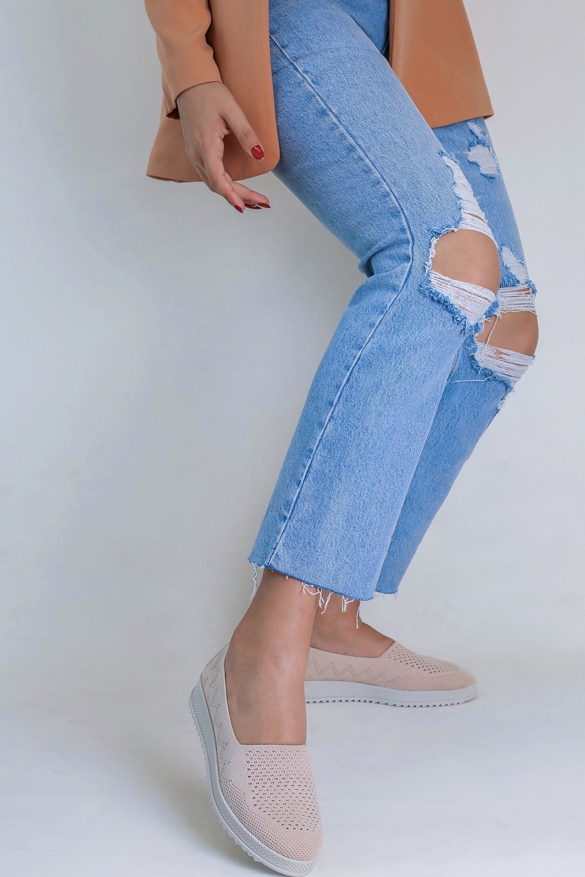 Bellea Model Özel Pedli Triko Babet Spor Ayakakbi Bej