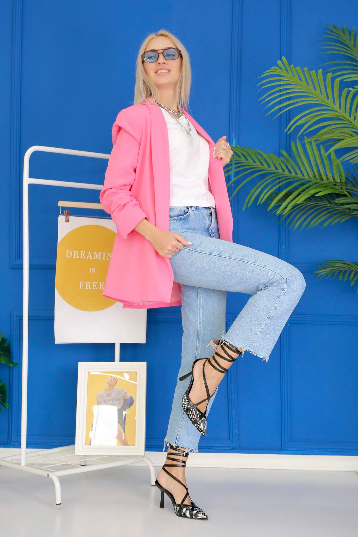 BİLİ MODEL 8 CM TOPUKLU TAŞ DETAYLI BAGLAMALI AYAKAKBI SIYAH