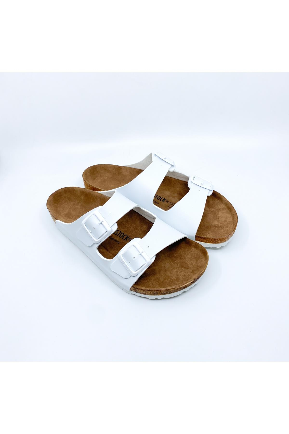 Birkenstock  Erkek Çift Bant Terlik Beyaz