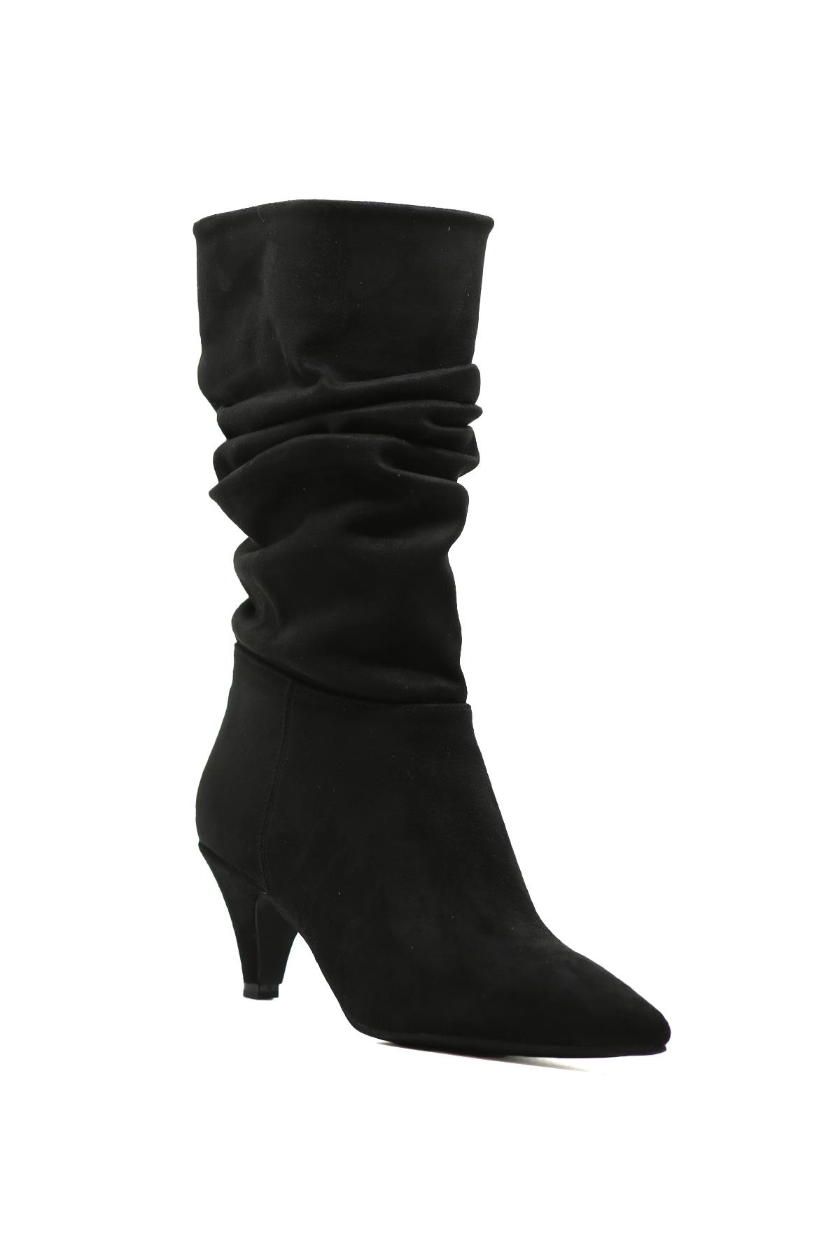 Bonetti Zara Model 3 Cm Topuklu Körüklü Çi̇zme Siy.suet