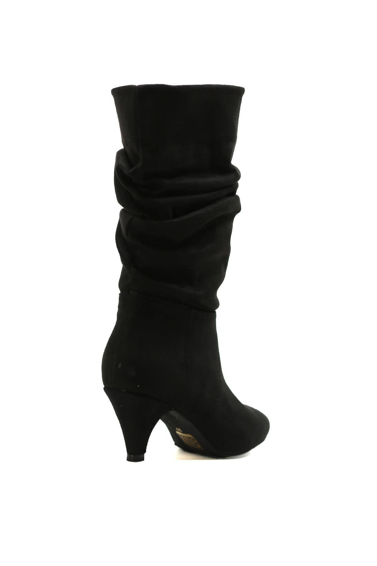 Bonetti Zara Model 3 Cm Topuklu Körüklü Çi̇zme Siy.suet