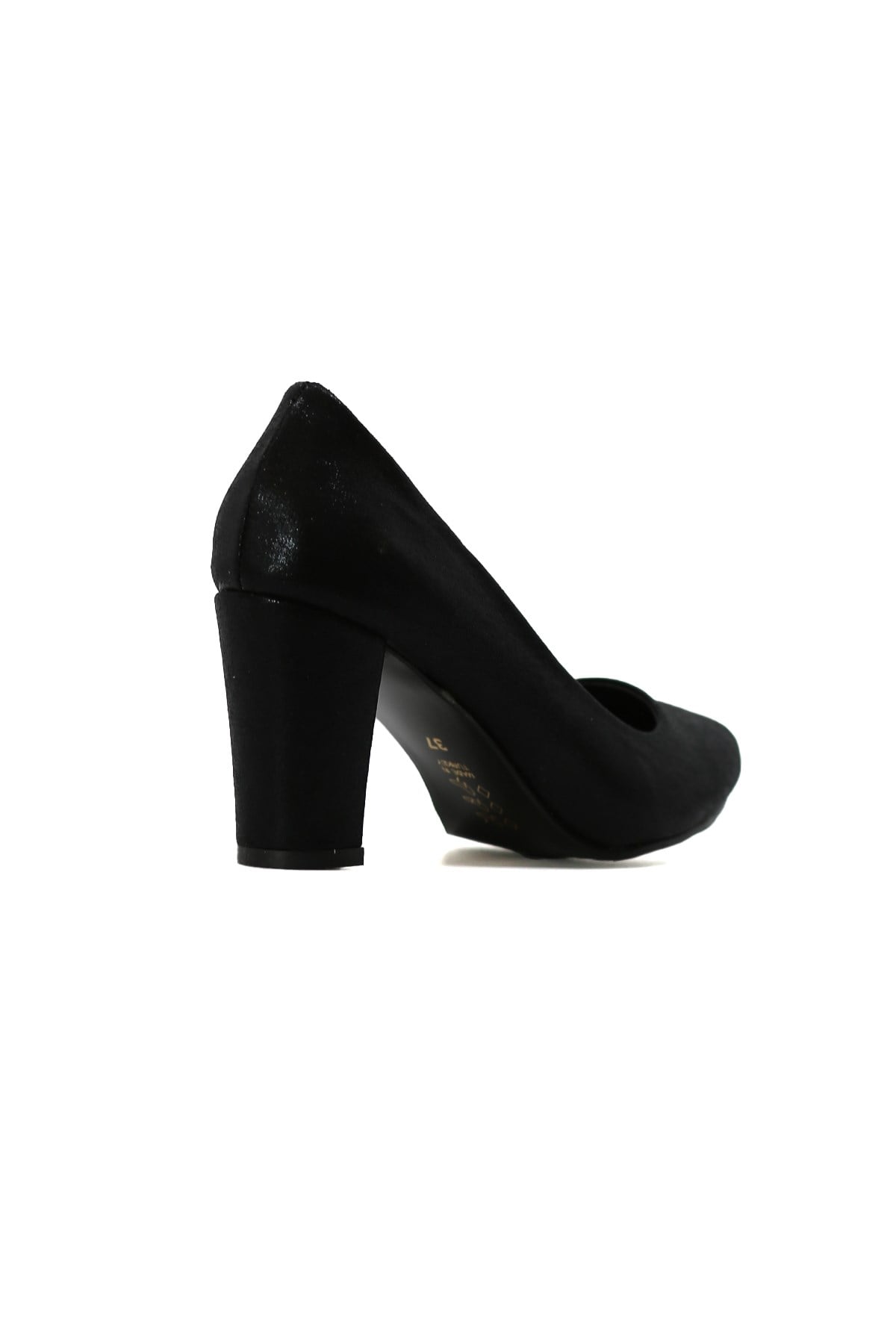 Bri̇llan 7 Cm Kalin Topuklu Sti̇letto Siy.kirisk