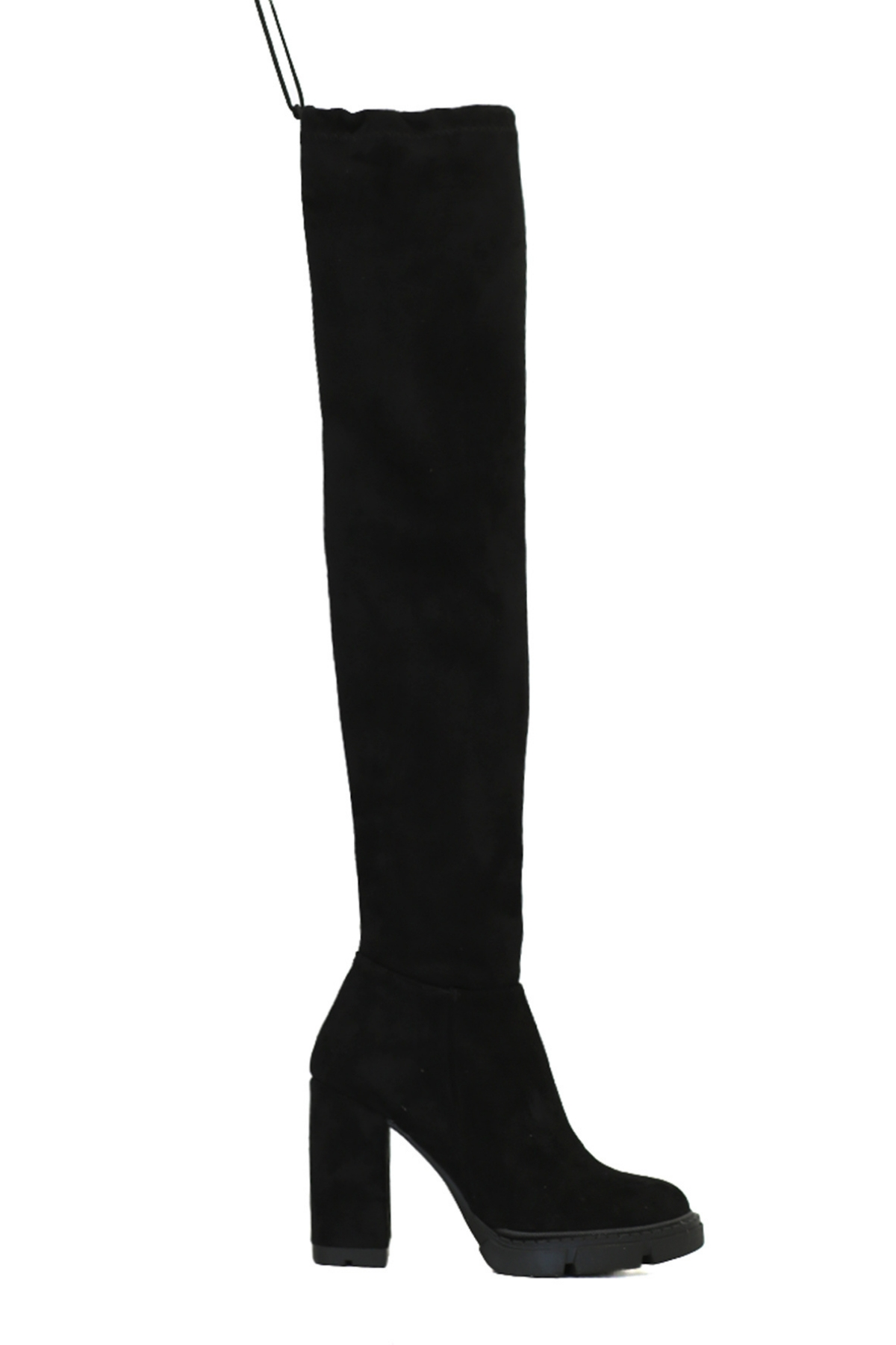 Bridal Model 8 Cm Kalin Topuklu sihirli çizme Uzun Streç Si̇hi̇rli̇ Çi̇zme Siy.strec