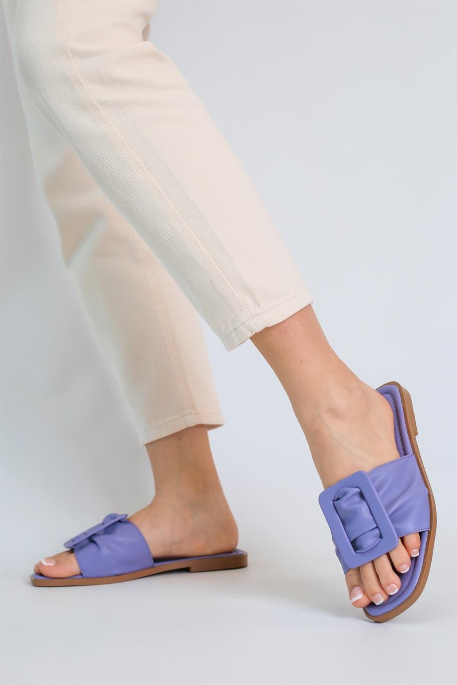 Casmin Model Zara Model Tokali Yeni Sezon Terlik Lila
