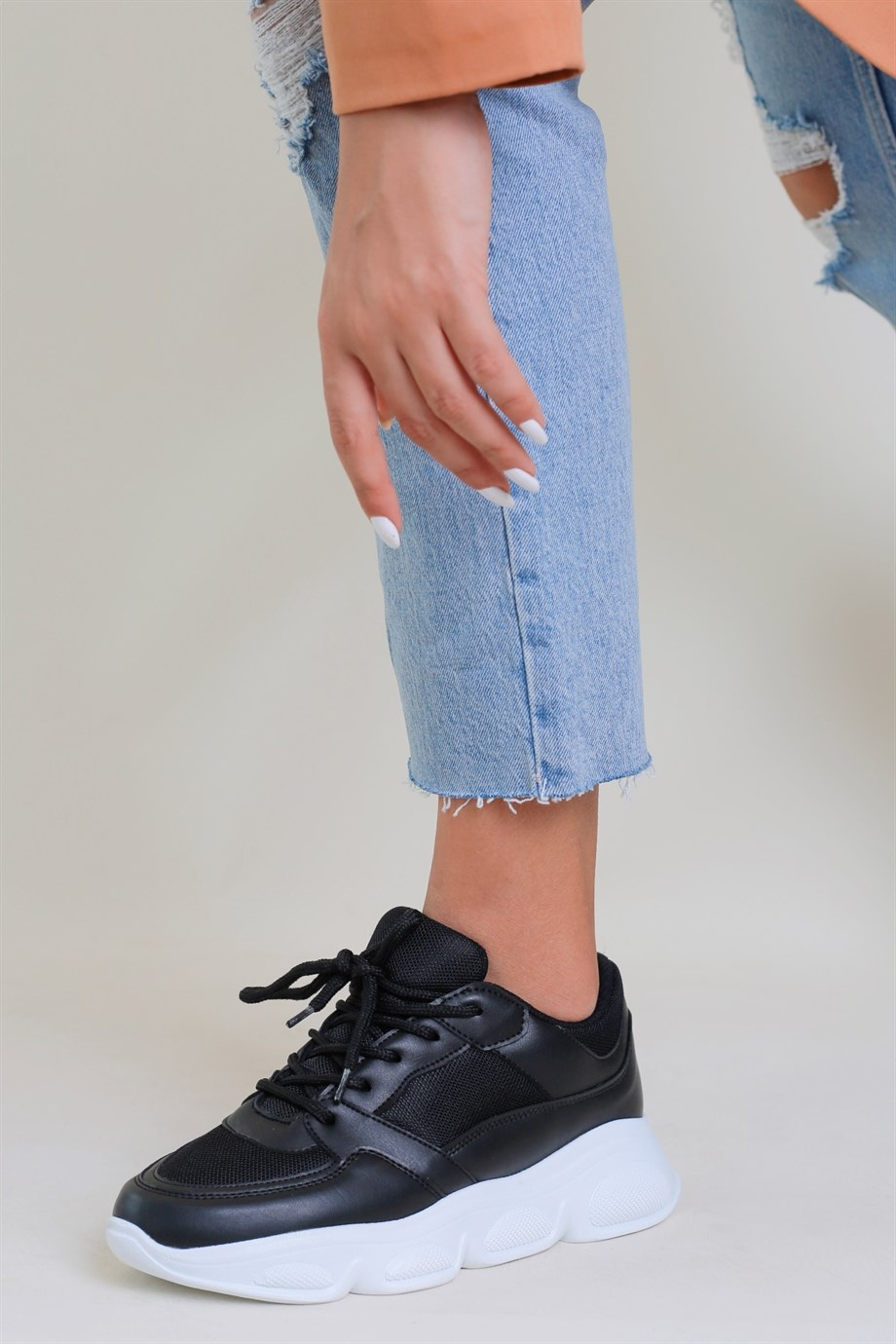 Cassy Model 5 Cm Tabanli Yeni Sezon Sneakers Spor Ayakkabi Siyah