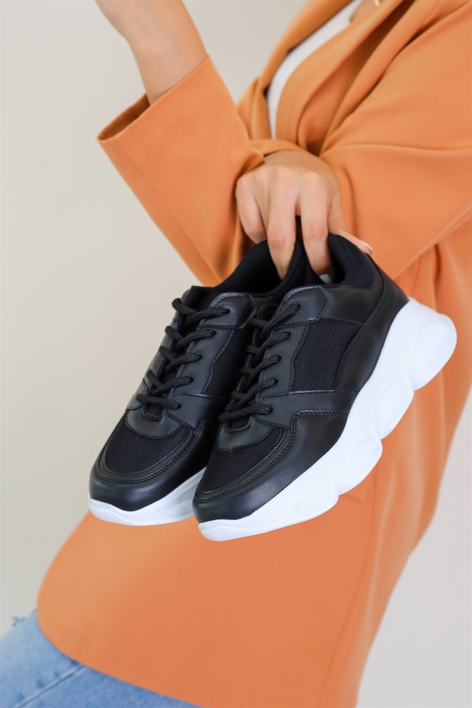 Cassy Model 5 Cm Tabanli Yeni Sezon Sneakers Spor Ayakkabi Siyah