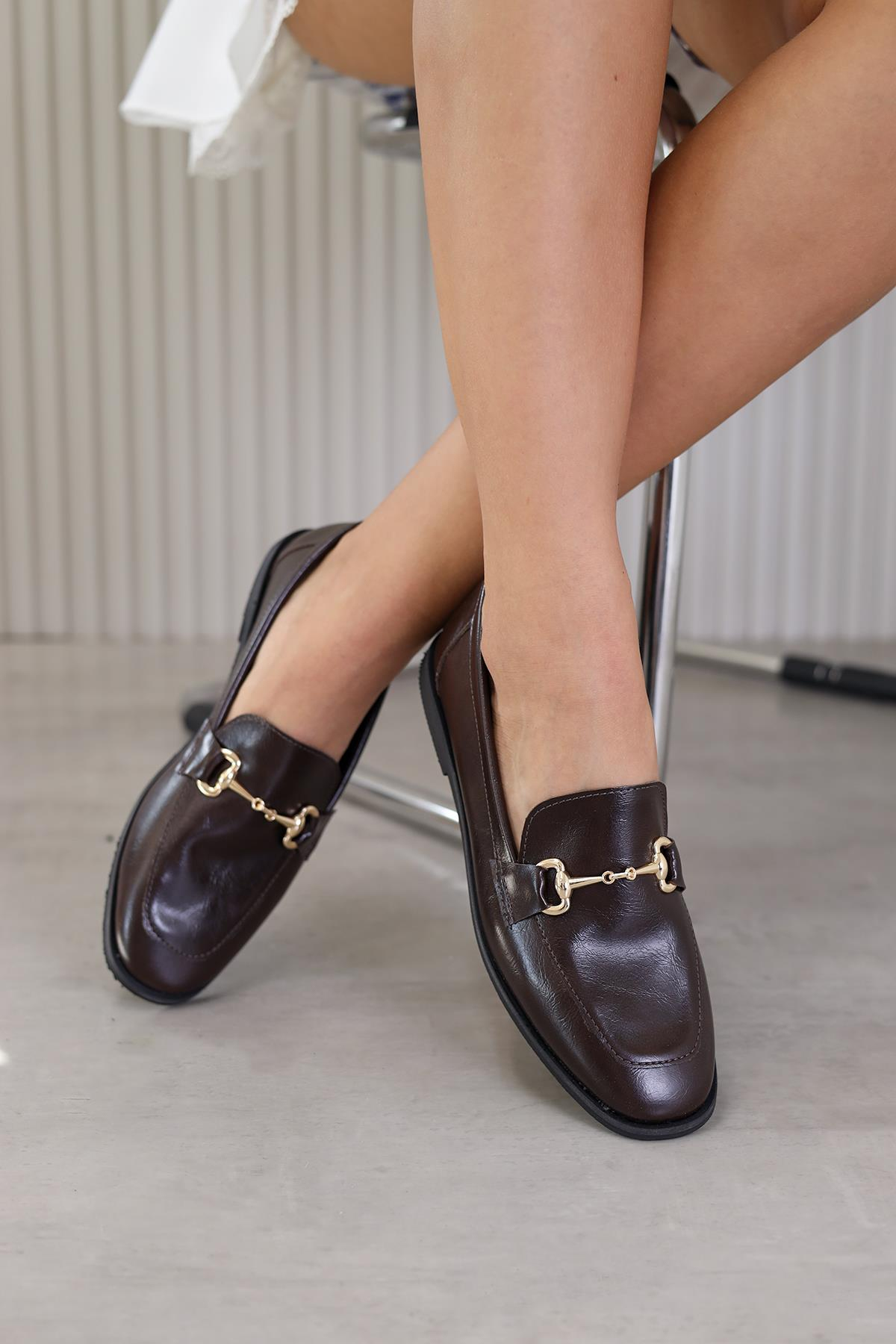 cont model yeni sezon babet loafer KAHVE