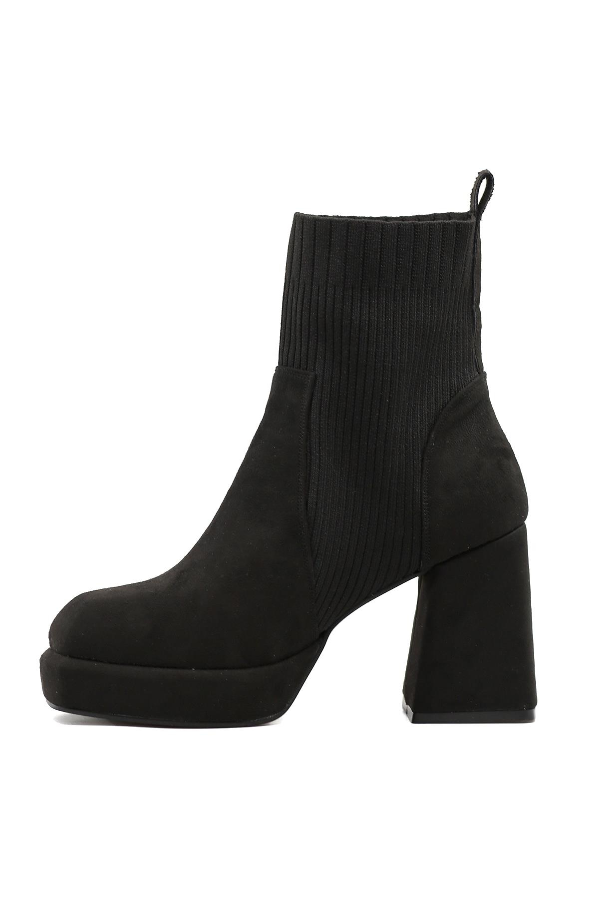 Daisy 8 Cm Zara Model Tri̇ko Detayli Bot Postal Siy.suet