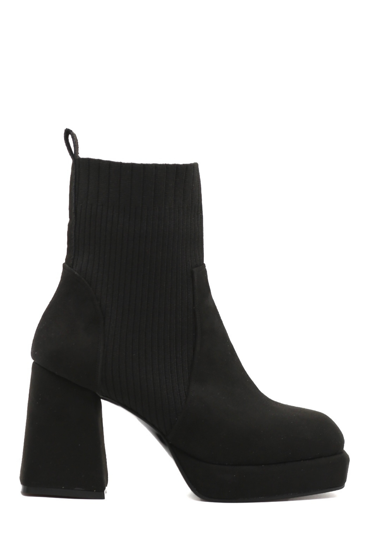 Daisy 8 Cm Zara Model Tri̇ko Detayli Bot Postal Siy.suet