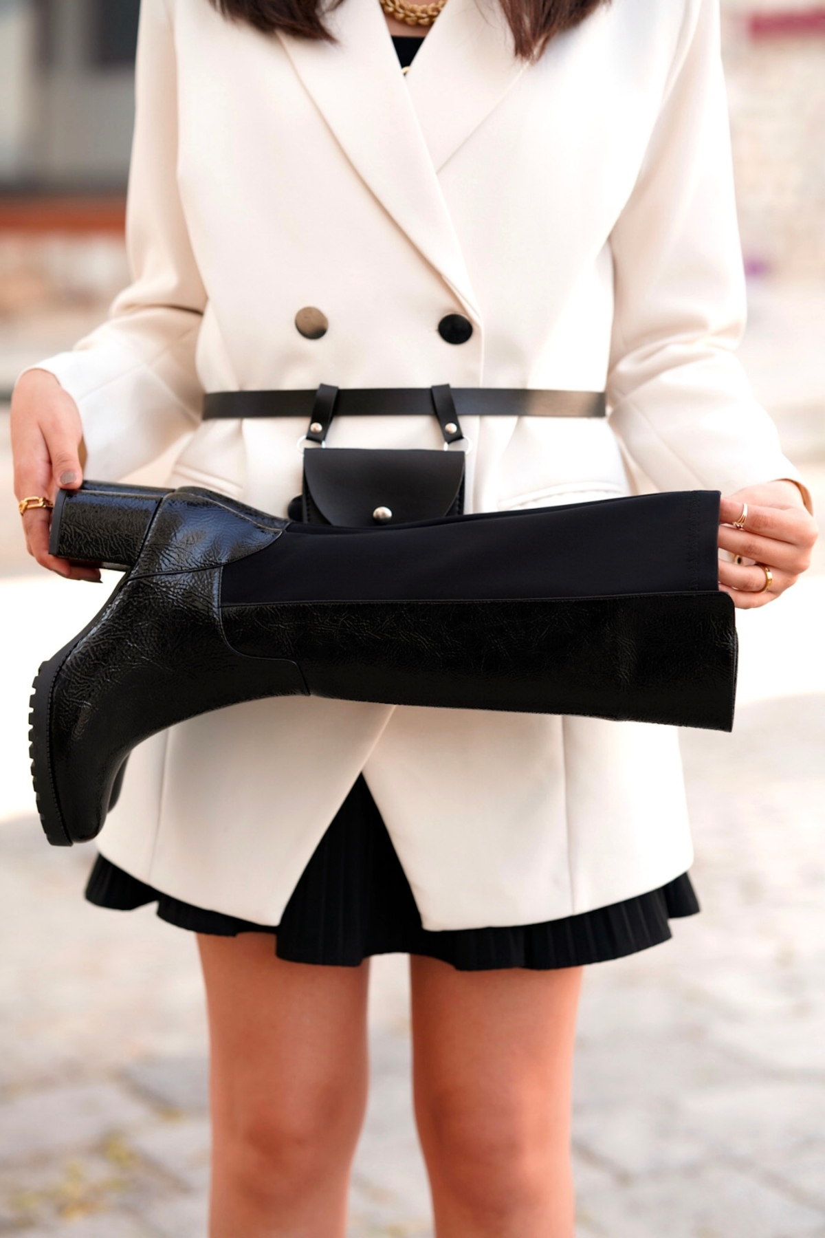 DEJA MODEL 6 Cm Topuklu Kalin Taban Sihirli Çizme siyah RUGAN