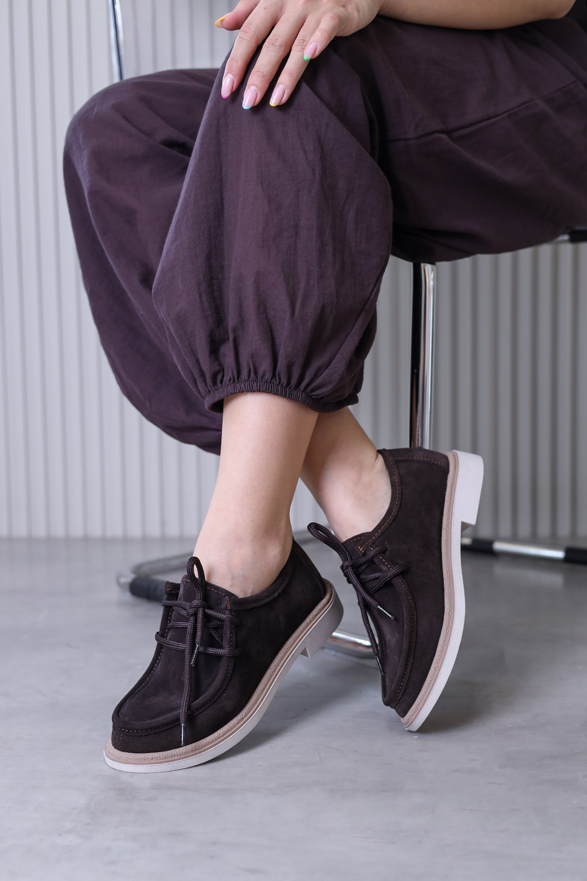 dia model 1 cm tabanlı yeni sezon orjinal deri loafer babet ayakkabı KAH.SUET