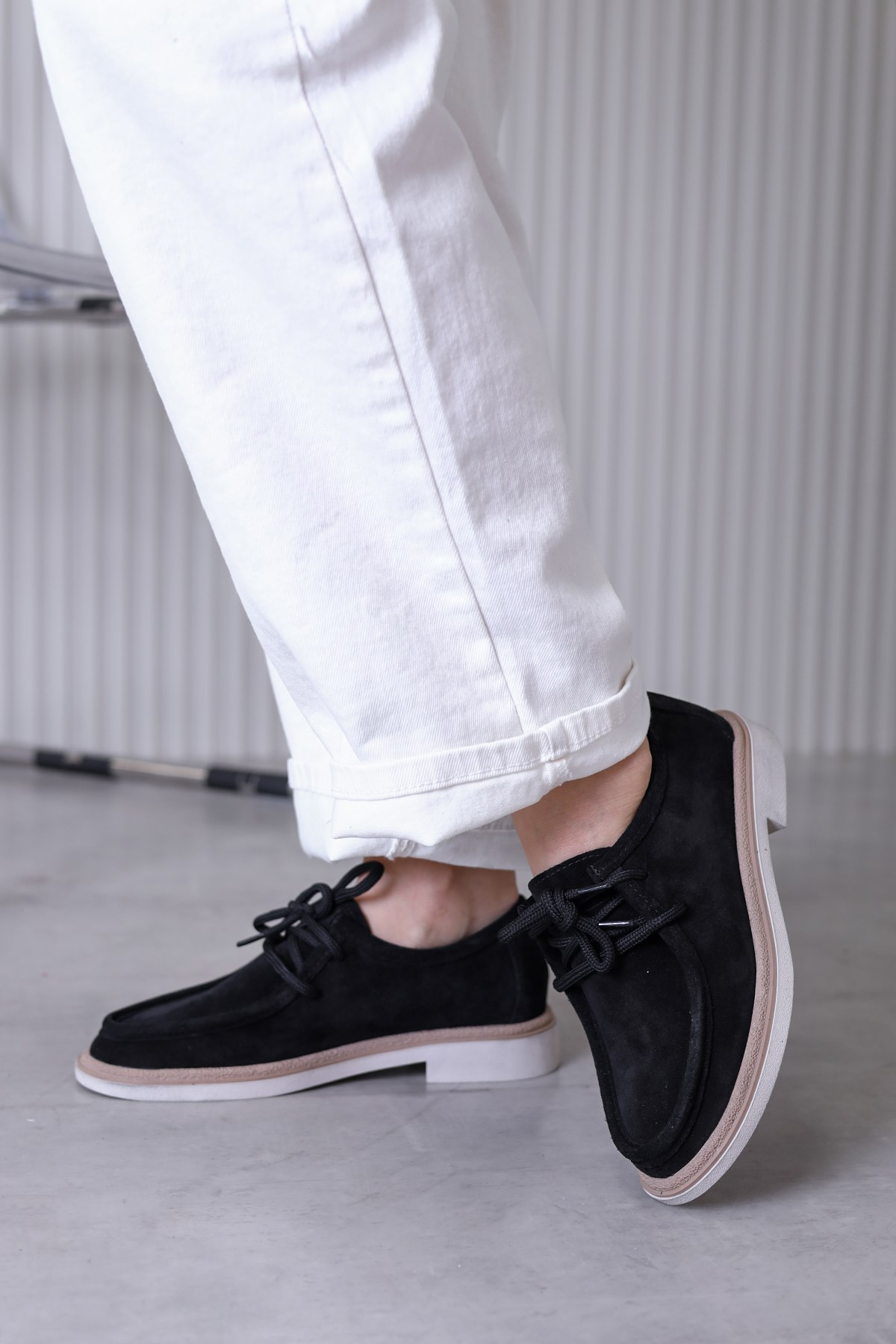 dia model 1 cm tabanlı yeni sezon orjinal deri loafer babet ayakkabı SIY.SUET