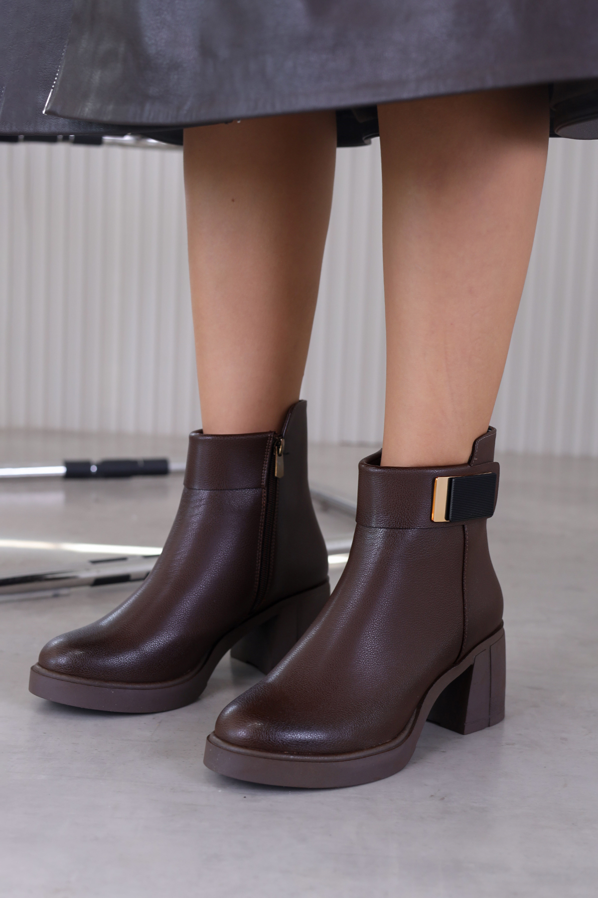 dupa  model 5 cm topuklu yeni sezon kısa bot KAHVE