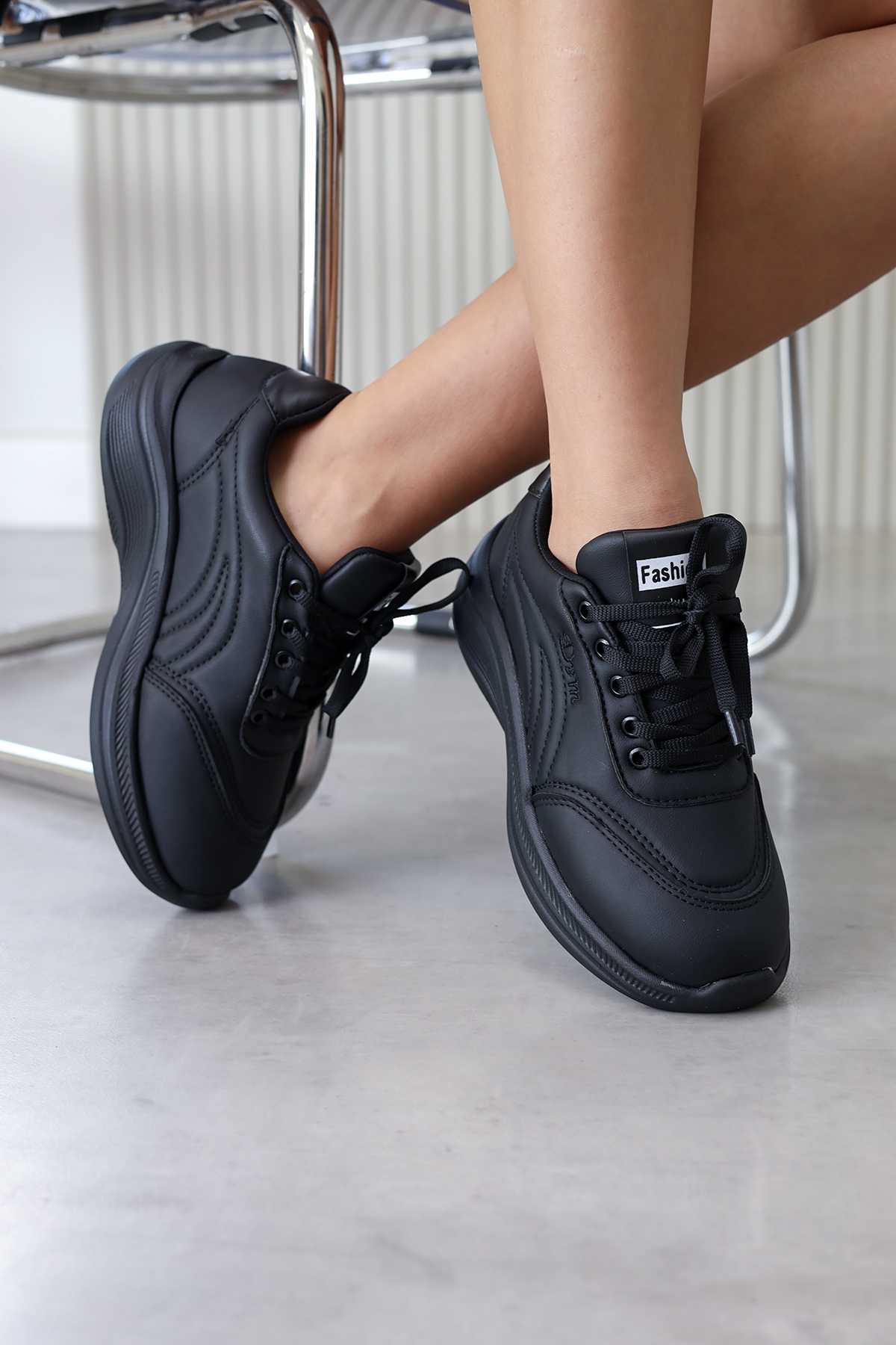 dv1581  model 3 cm tabanlı yeni sezon spor ayakkabı KÖMÜR