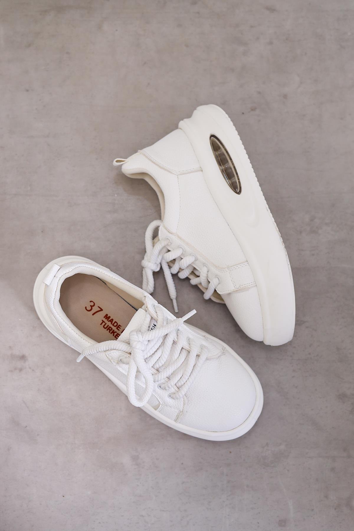 dv201  model 3 cm tabanlı yeni sezon spor ayakkabı BEYAZ