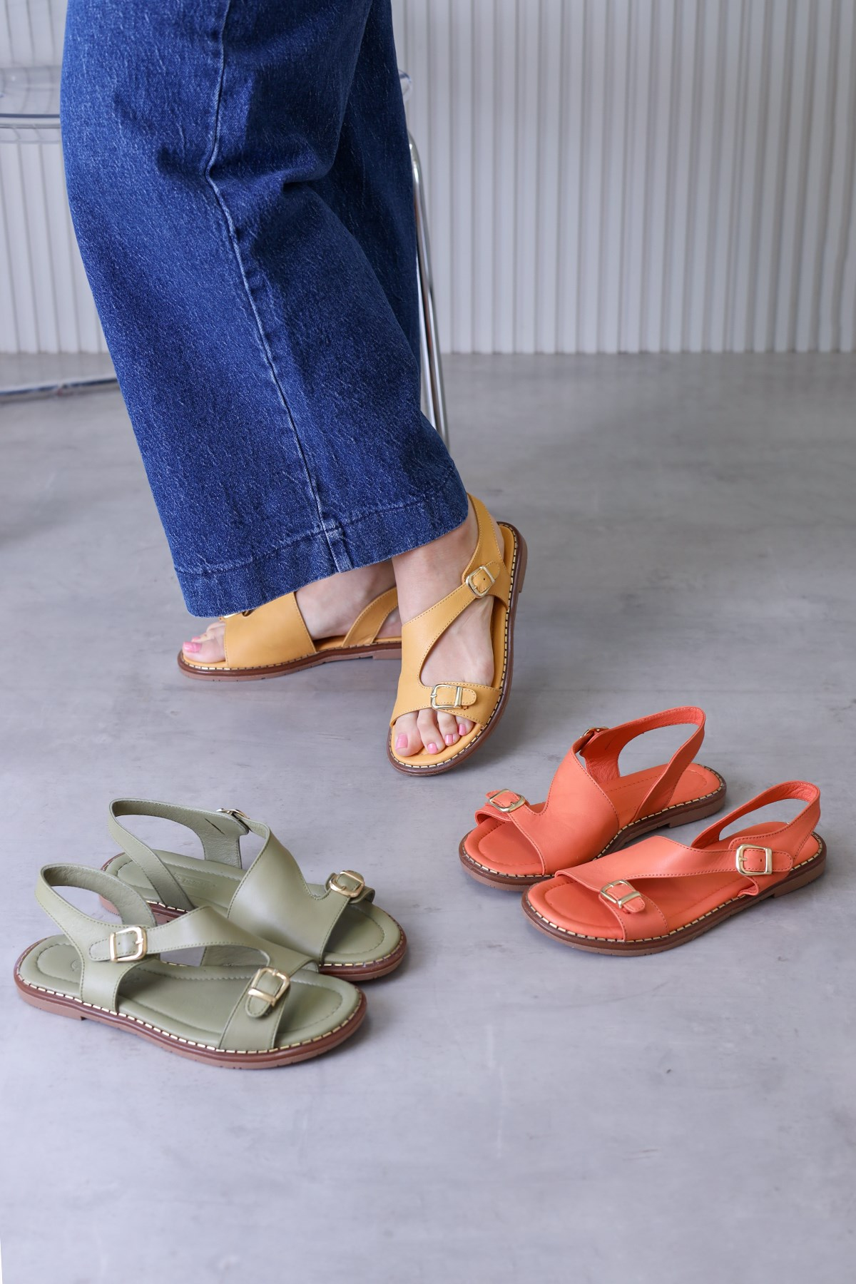 e5407 model orjinal deri yeni sezon sandalet HARDAL
