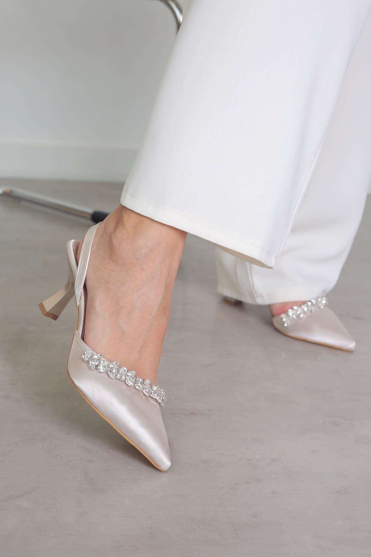 ec114  model yeni sezon 5 cm topuklu taş detaylı abiye ayakakbı TEN.SATEN