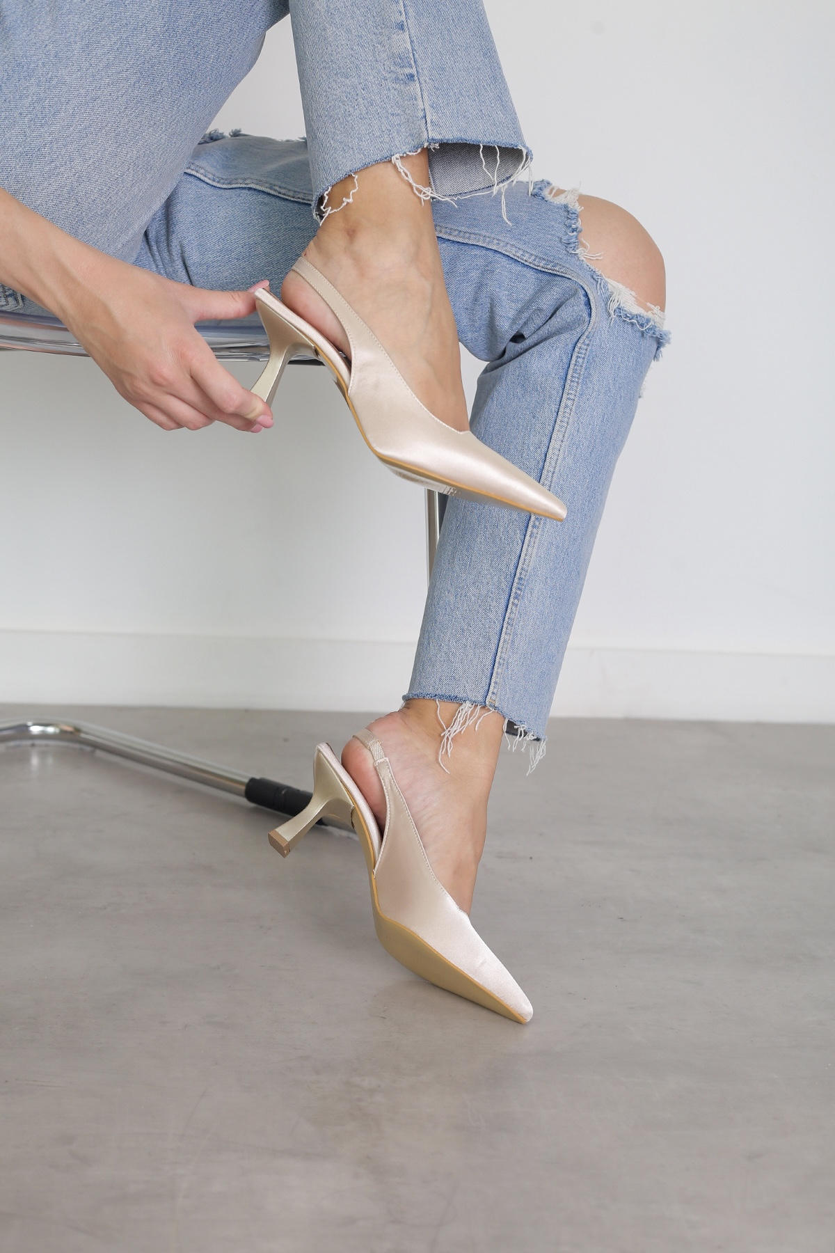 EC119 model yeni sezon 5 cm topuklu abiye ayakakbı TEN.SATEN