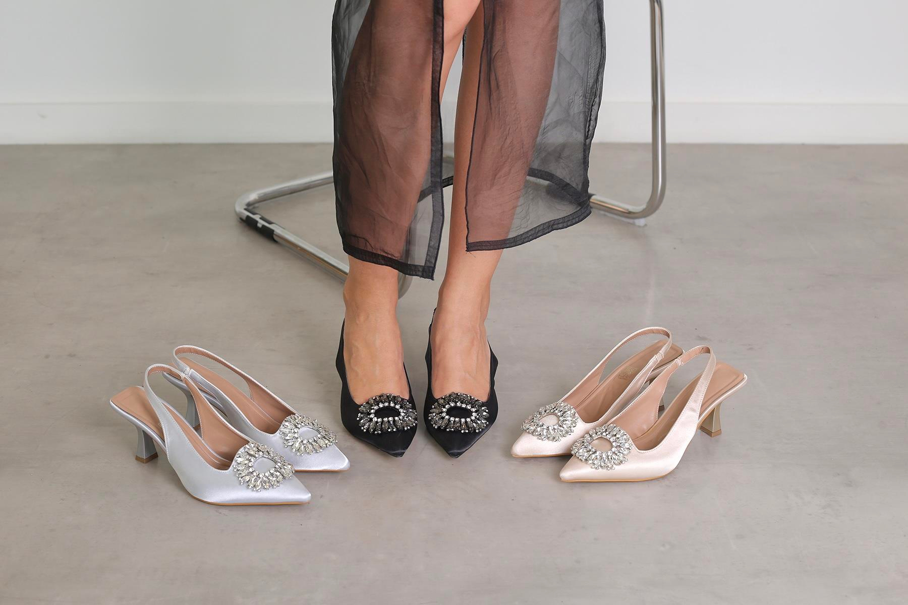 ec120 model yeni sezon 5 cm topuklu taş detaylı abiye ayakakbı SIY.SATEN