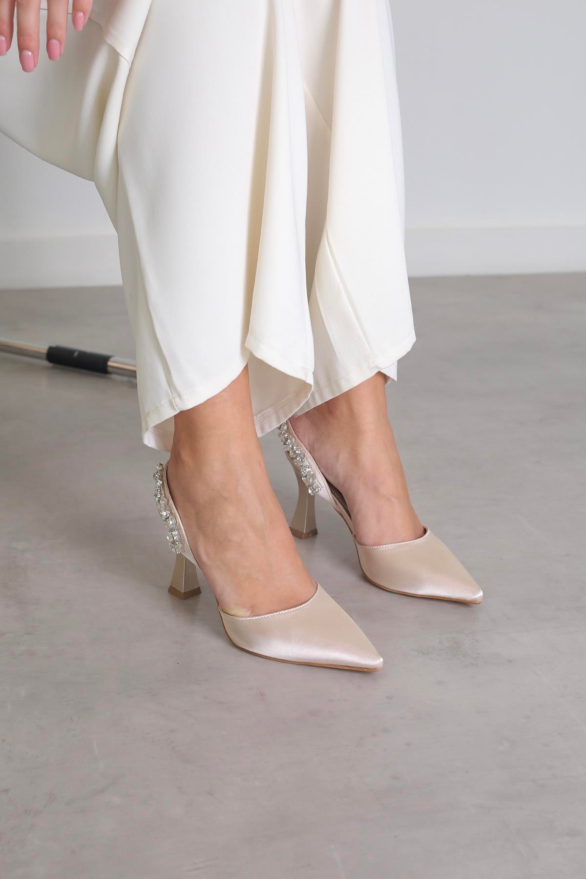 ec233  model yeni sezon 5 cm topuklu taş detaylı abiye ayakakbı TEN.SATEN