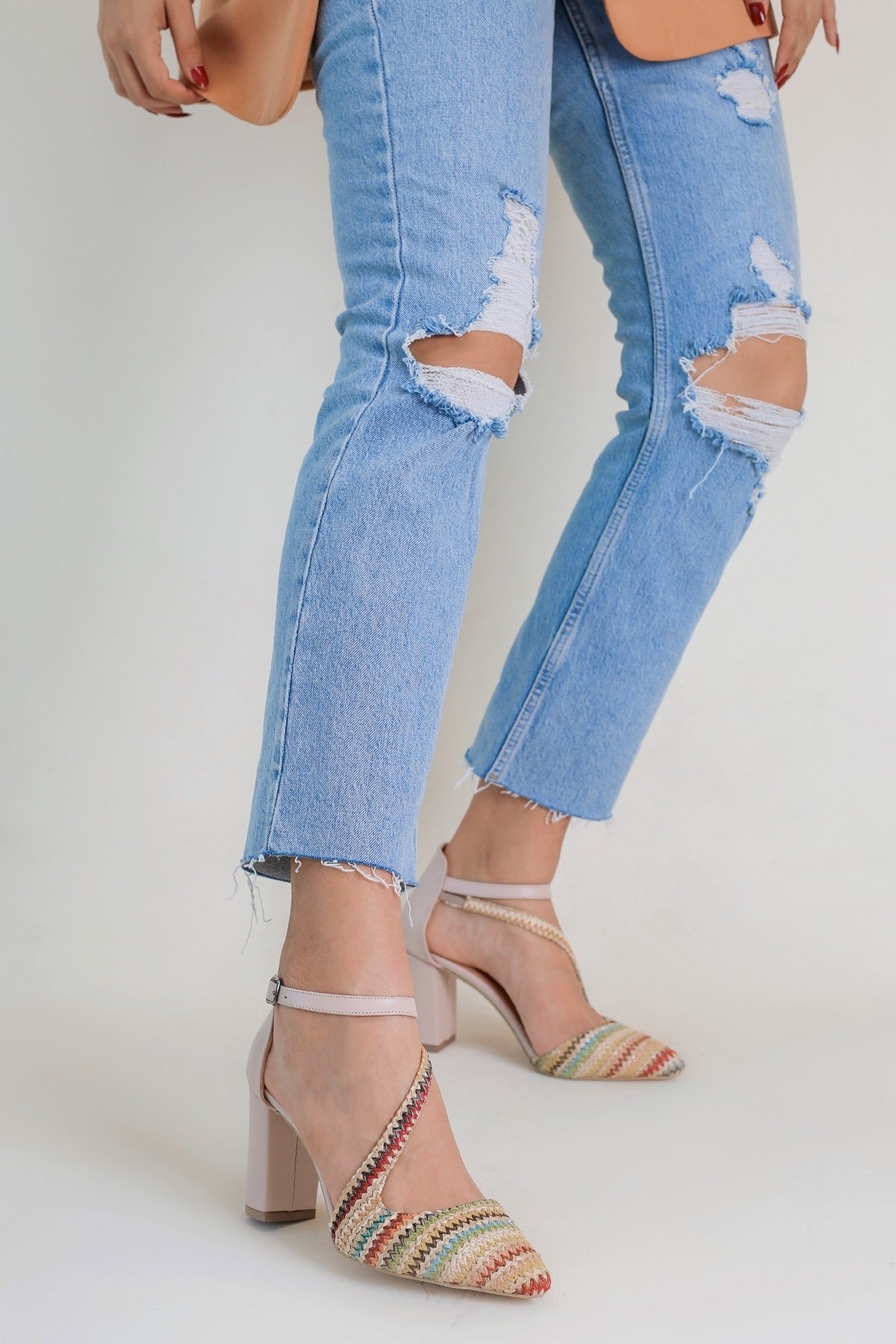 Elba Model 7 Cm Topuklu Yeni Sezon Ayakkabi Nut.hasir