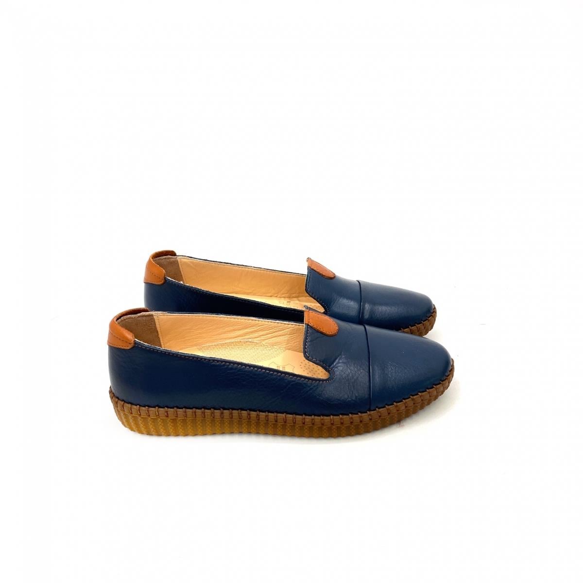 Elba Model Ortopedik Taban Orjinal Deri Babet Lacivert