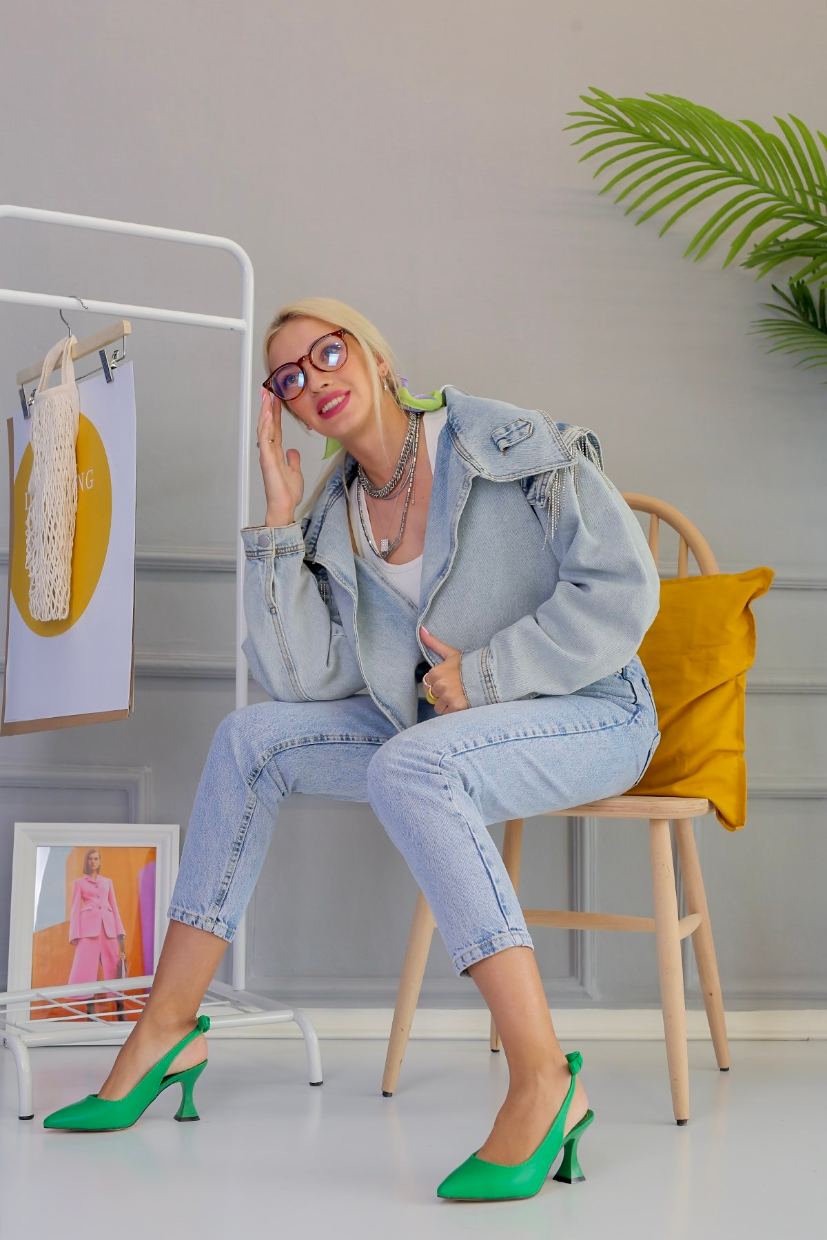 ELENİ 5 CM TOPUKLU YENİ SEZON TOPUKLU AYKAKABI YESIL