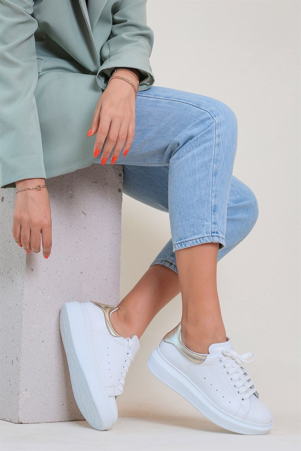 Ella Model Orjinal Deri Sneakers Spor Ayakkabi Bey.altin
